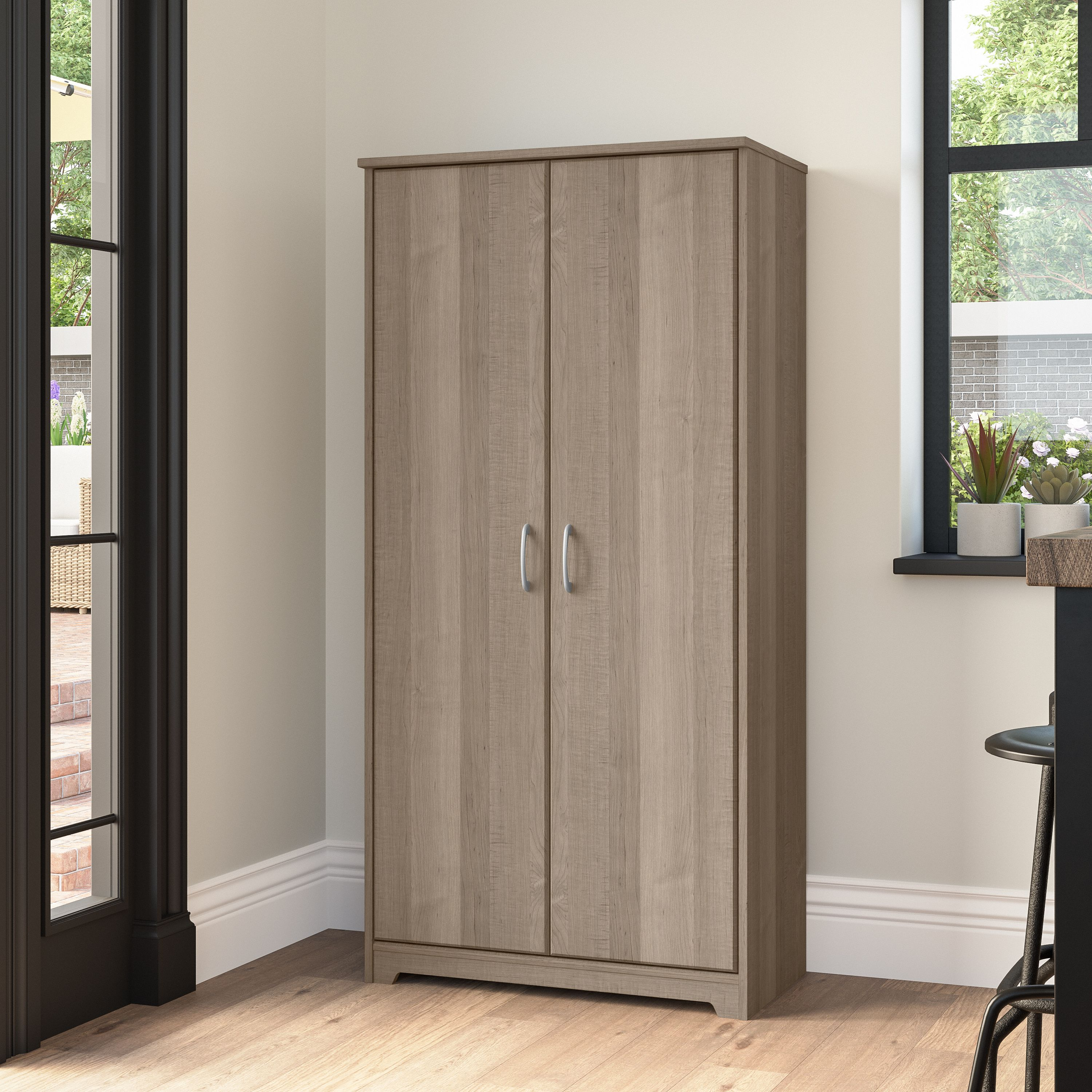 Shop Bush Furniture Cabot Tall Kitchen Pantry Cabinet with Doors 01 WC31299-Z #color_ash gray
