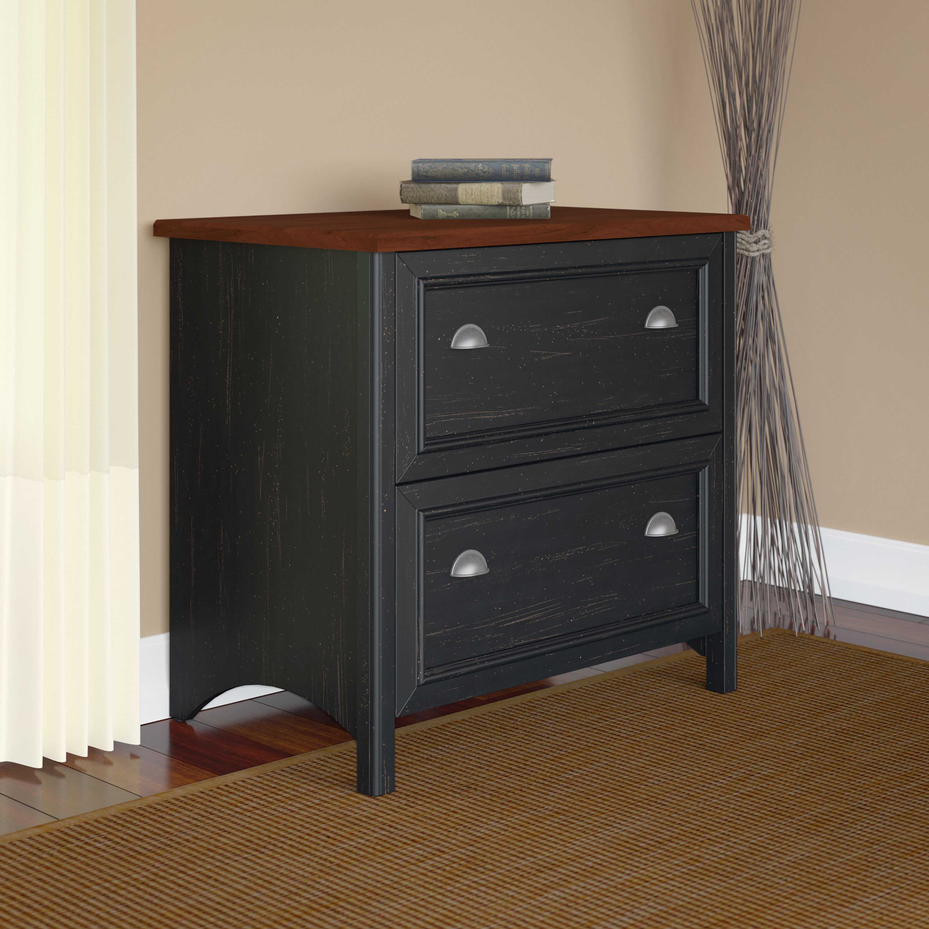 Shop Bush Furniture Fairview 2 Drawer Lateral File Cabinet 01 WC53984-03 #color_antique black/hansen cherry