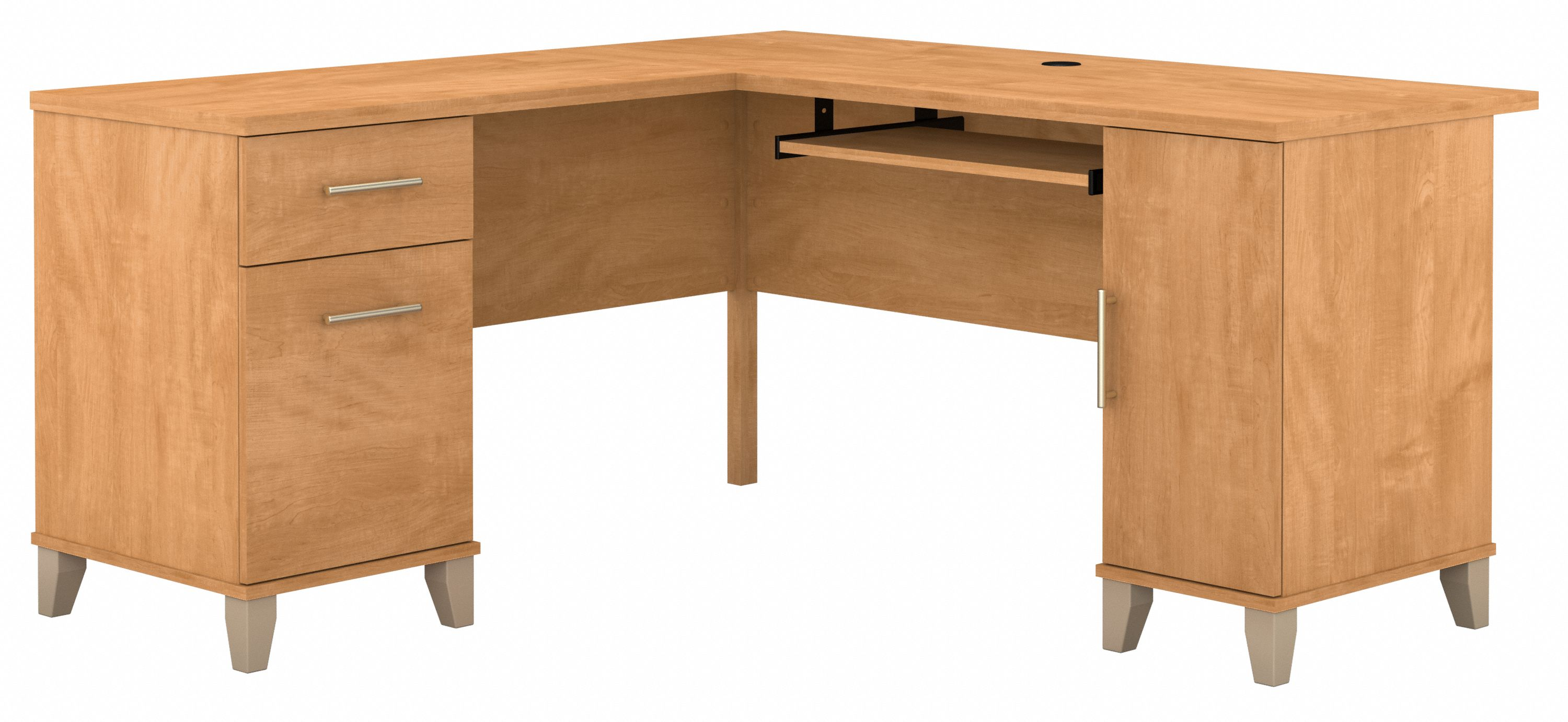 Shop Bush Furniture Somerset 60W L Shaped Desk with Storage 02 WC81430K #color_maple cross