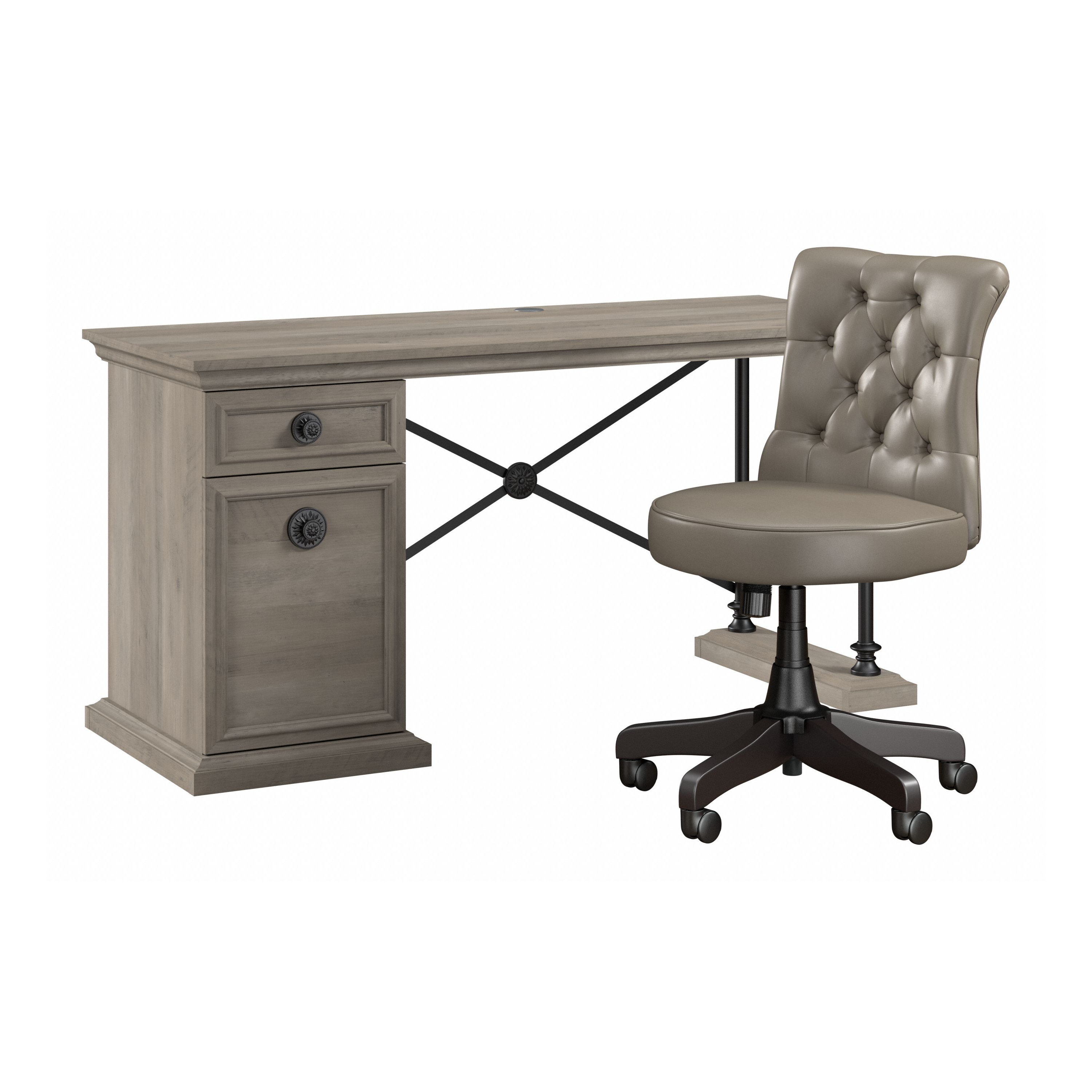 Shop Bush Furniture Coliseum 60W Designer Desk Set with Office Chair 02 CSM014DG #color_driftwood gray