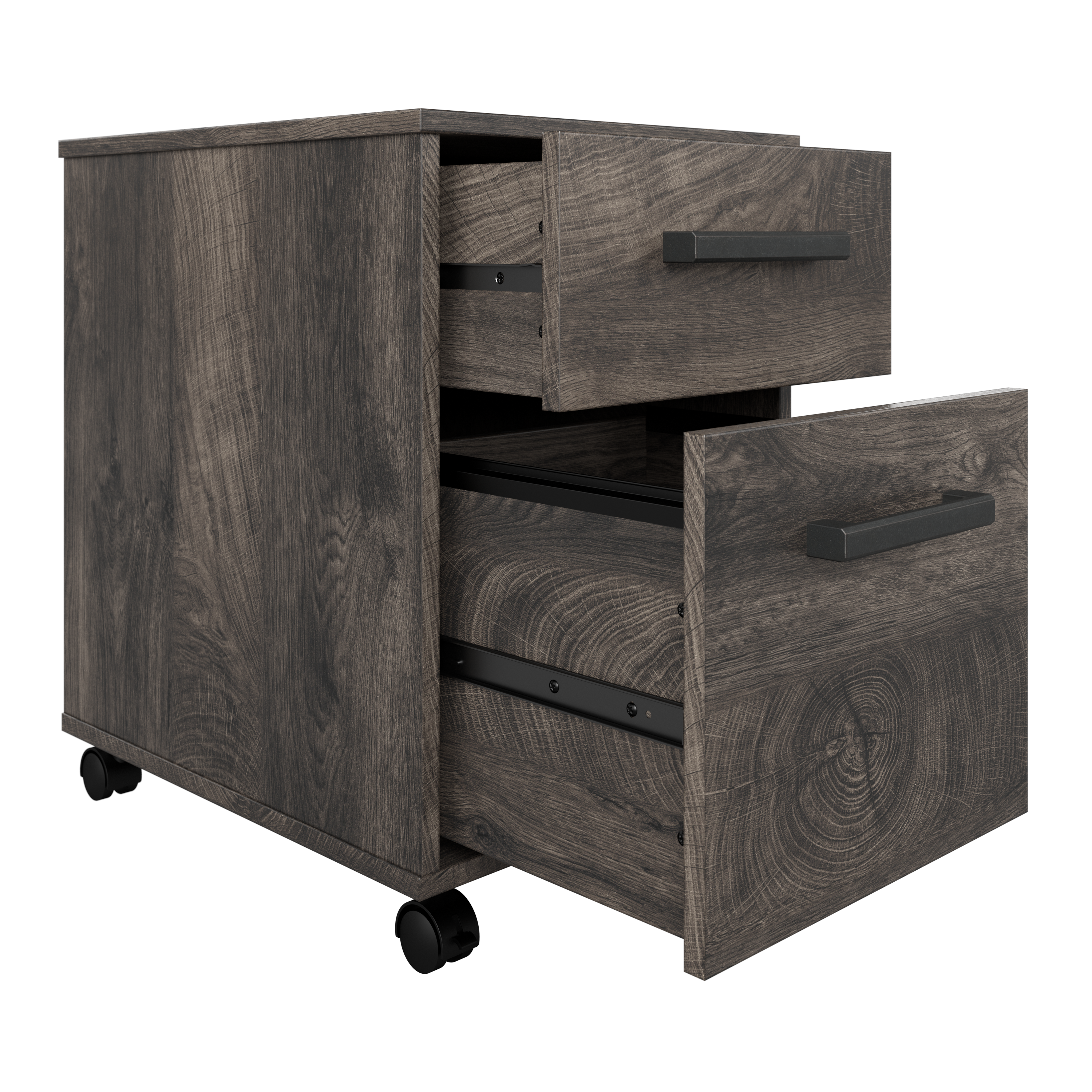 Shop Bush Furniture City Park 60W Industrial L Shaped Desk with Mobile File Cabinet 03 CPK005GH #color_dark gray hickory
