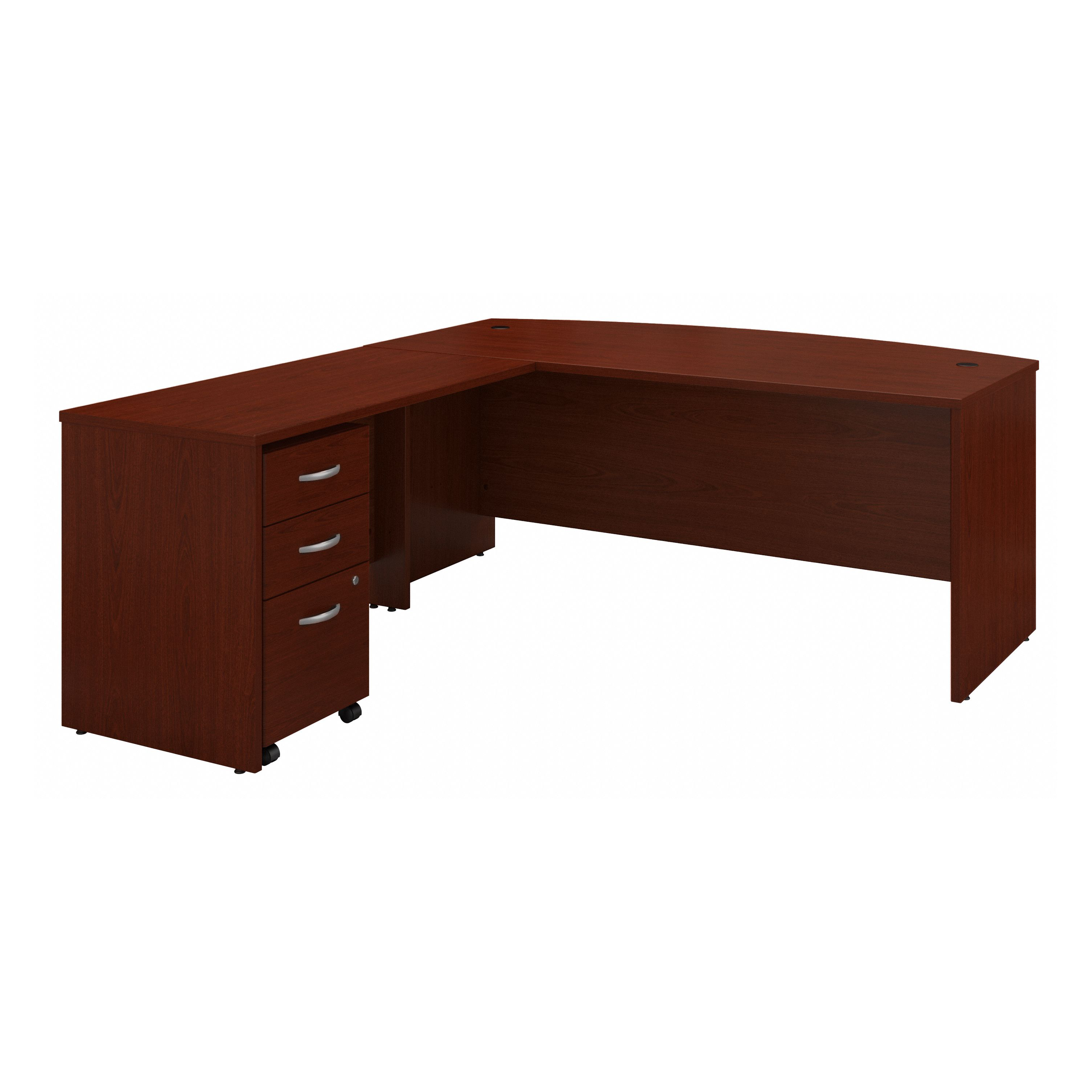 Shop Bush Business Furniture Series C 72W Bow Front L Shaped Desk with 48W Return and Mobile File Cabinet 02 SRC084MASU #color_mahogany