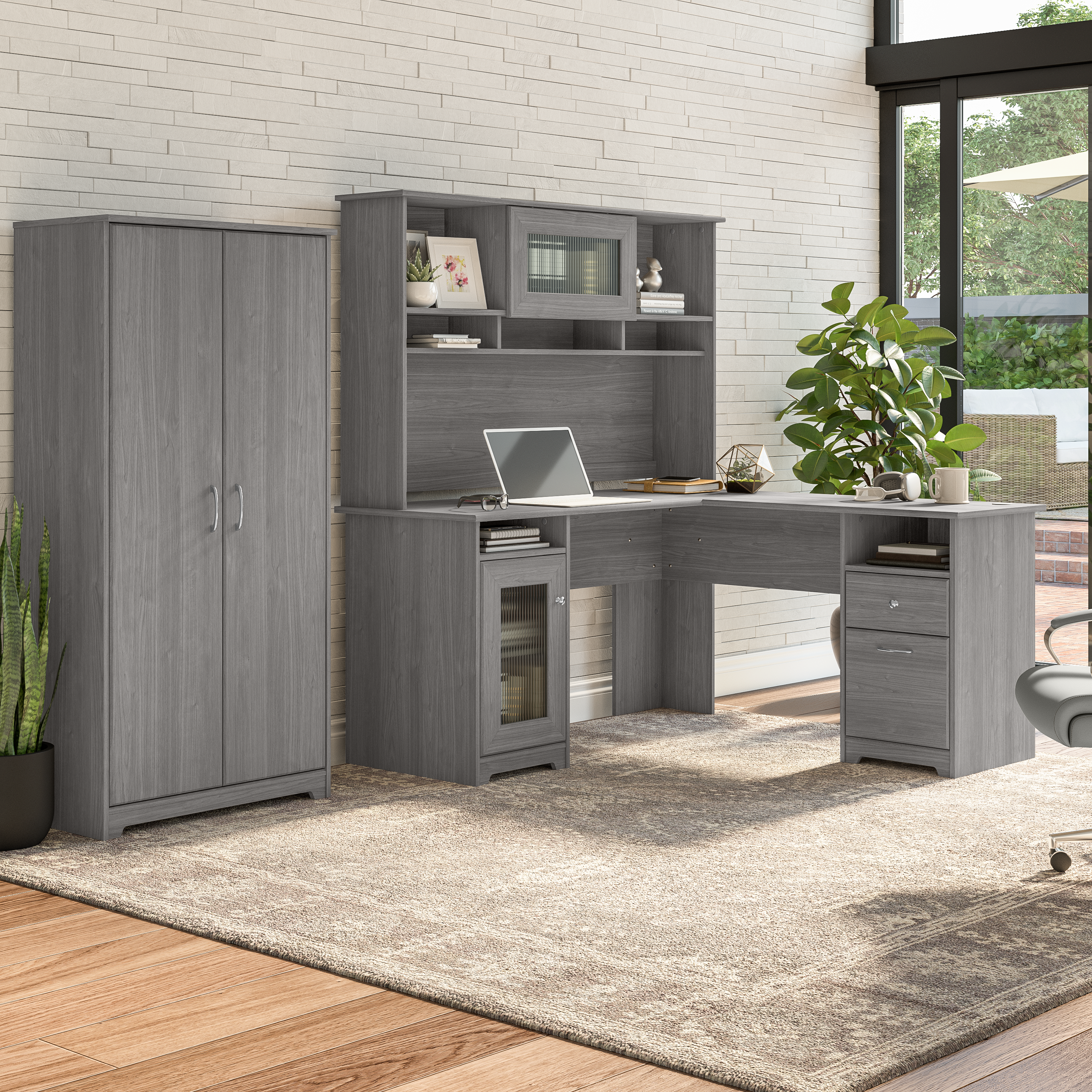 Shop Bush Furniture Cabot Tall Storage Cabinet with Doors 08 WC31399 #color_modern gray