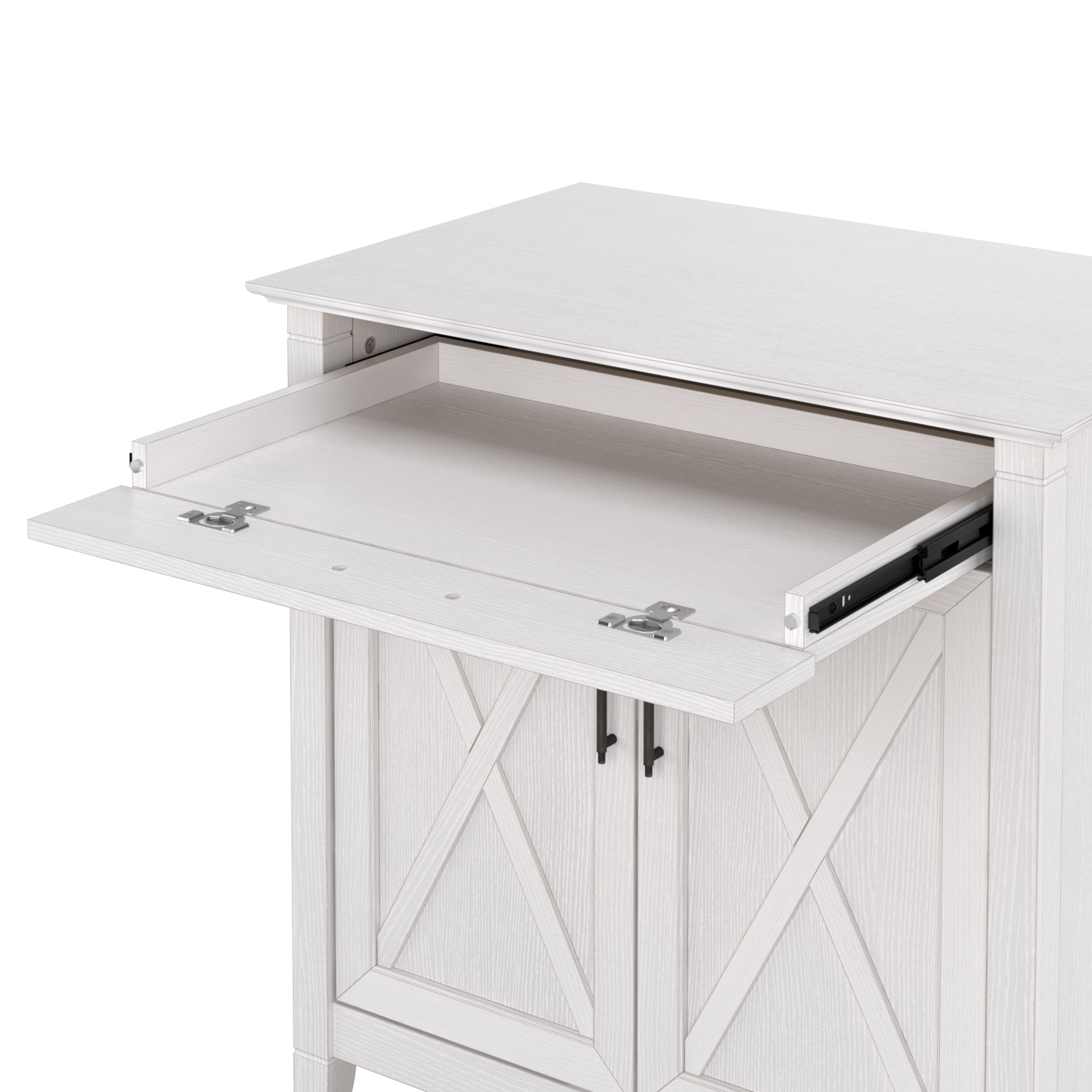 Shop Bush Furniture Key West Secretary Desk with Keyboard Tray and Storage Cabinet 03 KWS132WT-03 #color_pure white oak
