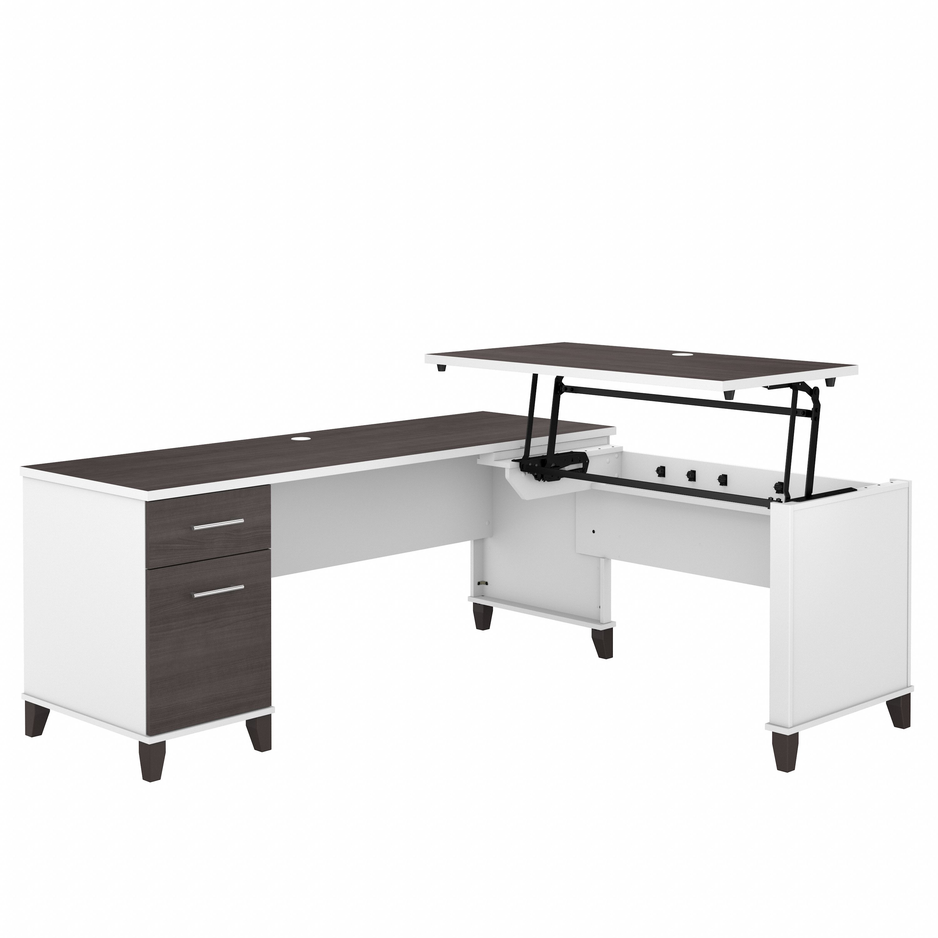 Shop Bush Furniture Somerset 72W 3 Position Sit to Stand L Shaped Desk 02 SET014SGWH #color_storm gray/white