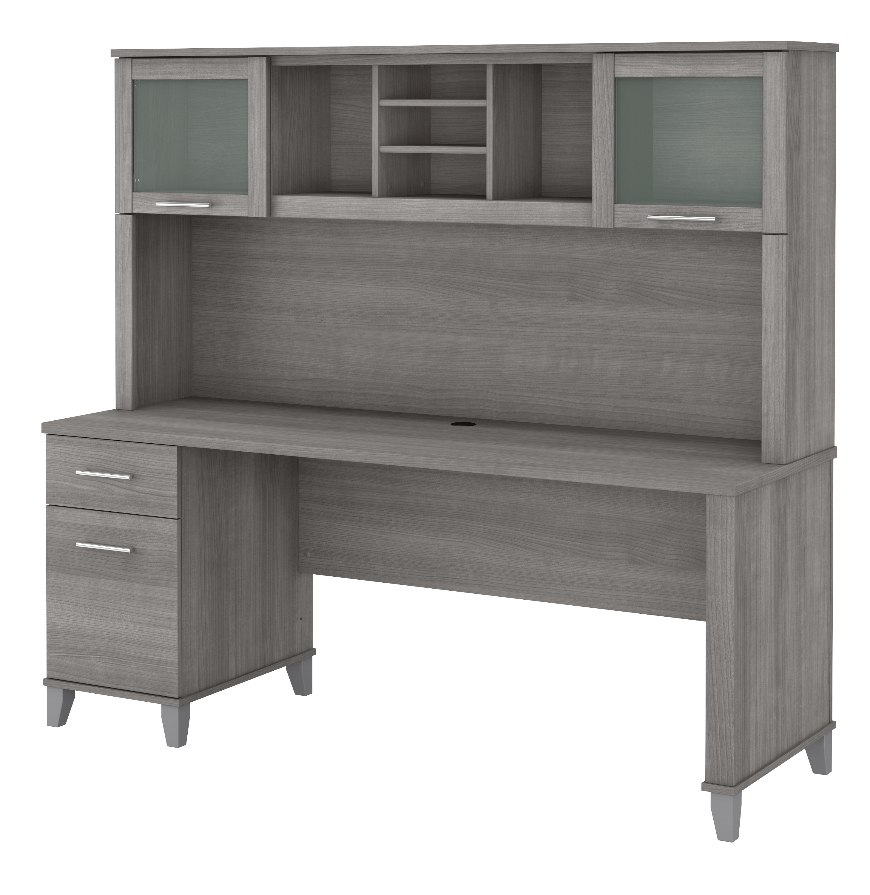 Shop Bush Furniture Somerset 72W Office Desk with Drawers and Hutch 02 SET018PG #color_platinum gray