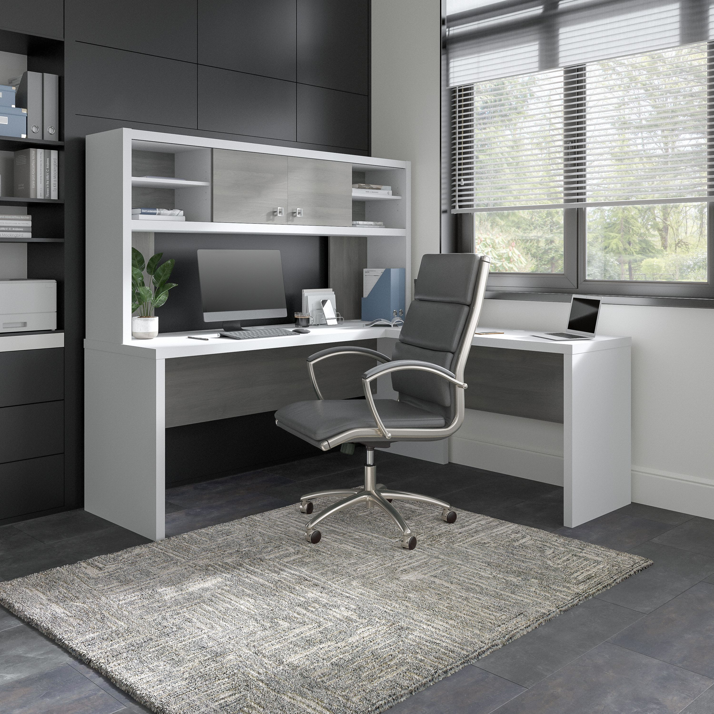 Shop Bush Business Furniture Echo 72W L Shaped Computer Desk with Hutch 01 ECH057WHMG #color_pure white/modern gray