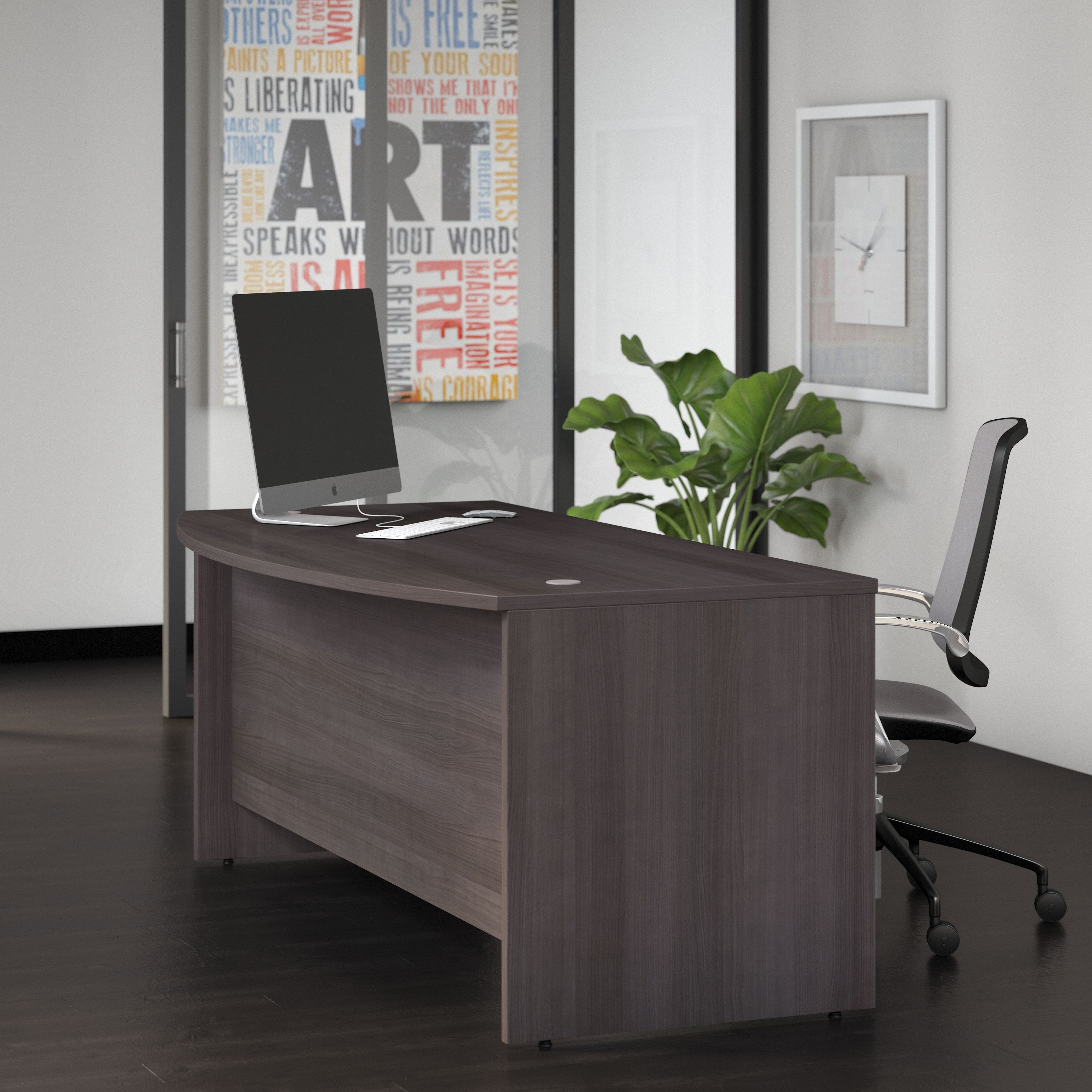 Shop Bush Business Furniture Studio C 72W x 36D Bow Front Desk 01 SCD172SG #color_storm gray