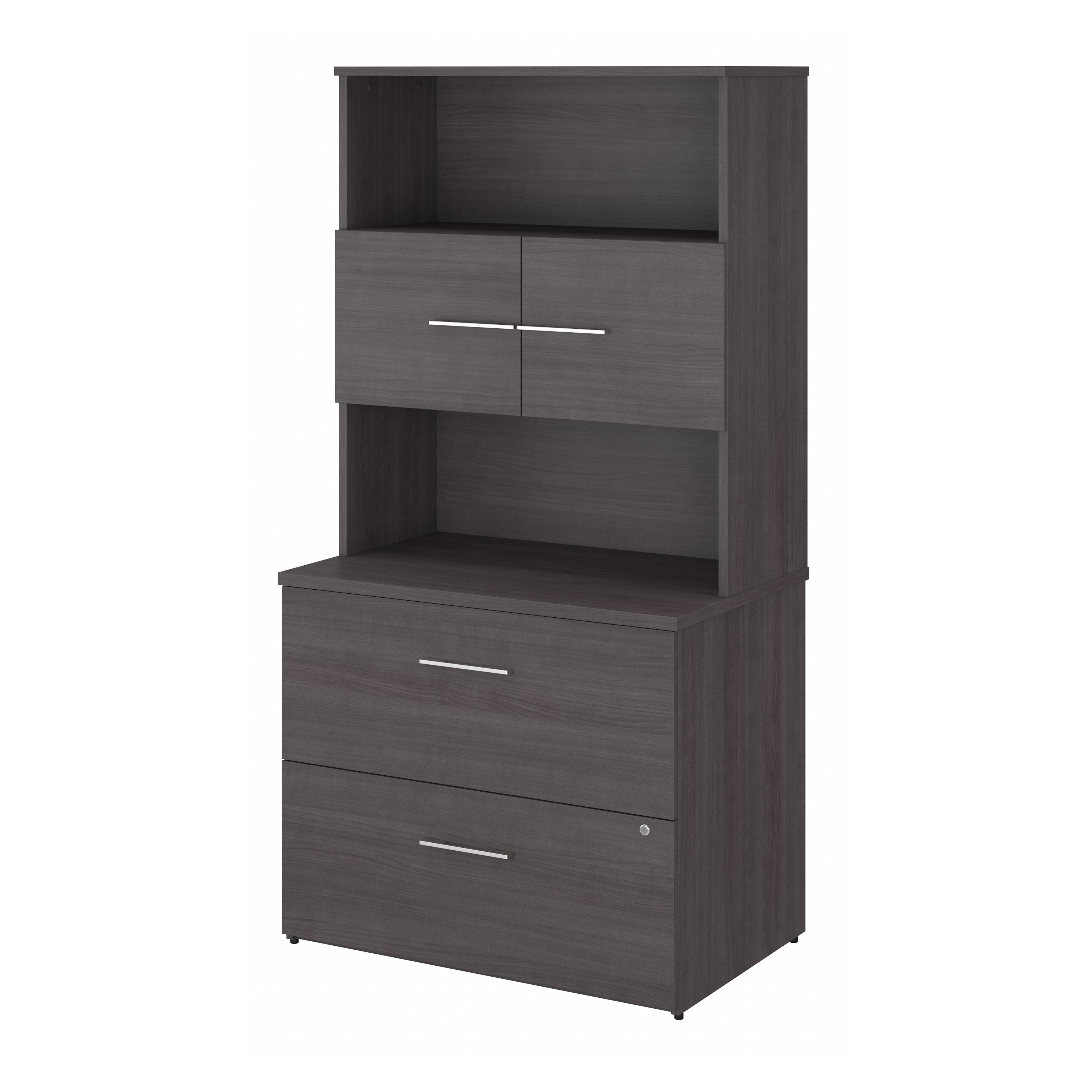 Shop Bush Business Furniture Office 500 36W 2 Drawer Lateral File Cabinet with Hutch 02 OF5007SGSU #color_storm gray