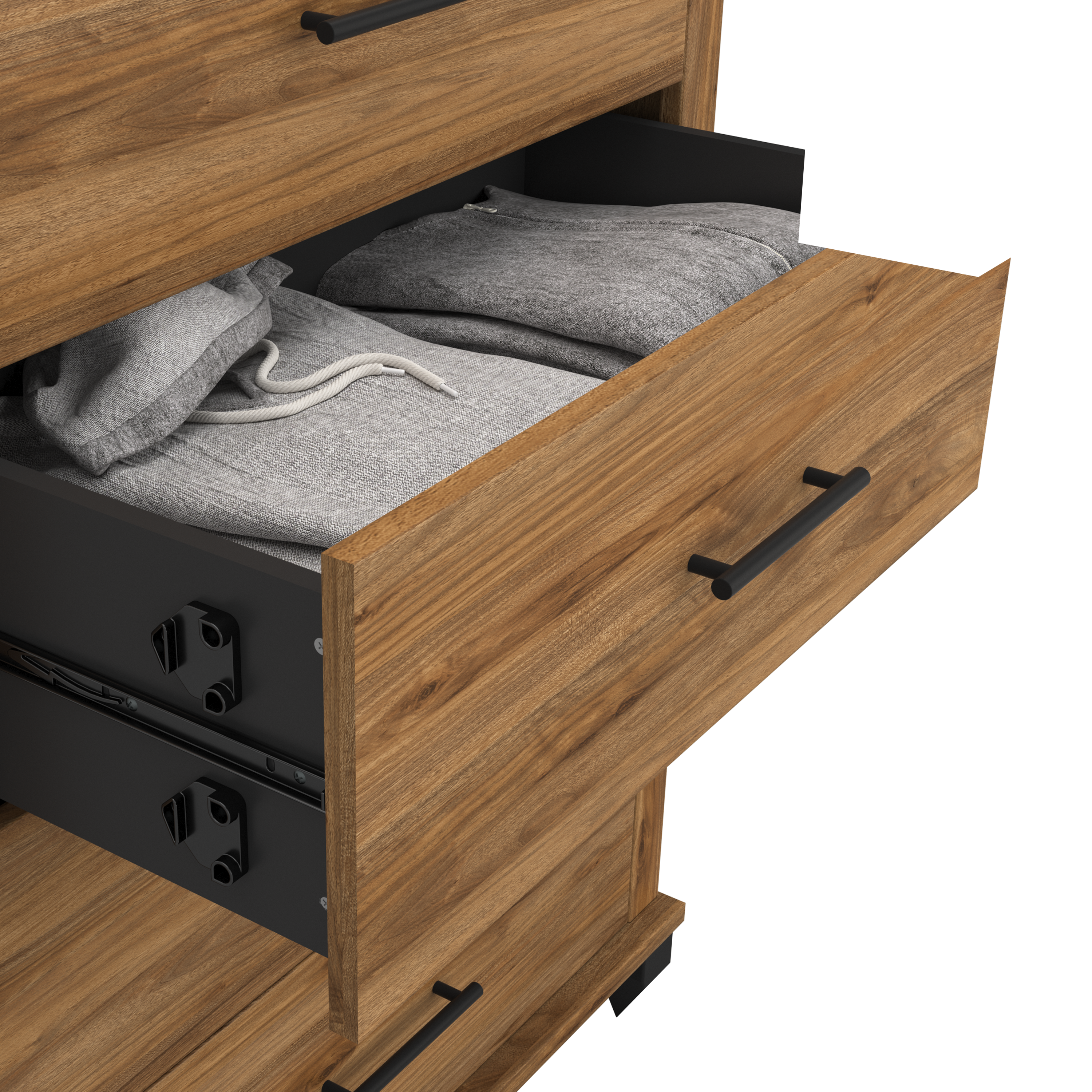 Shop Bush Furniture Somerset 6 Drawer Dresser and Nightstand Set 03 SET035FW #color_fresh walnut