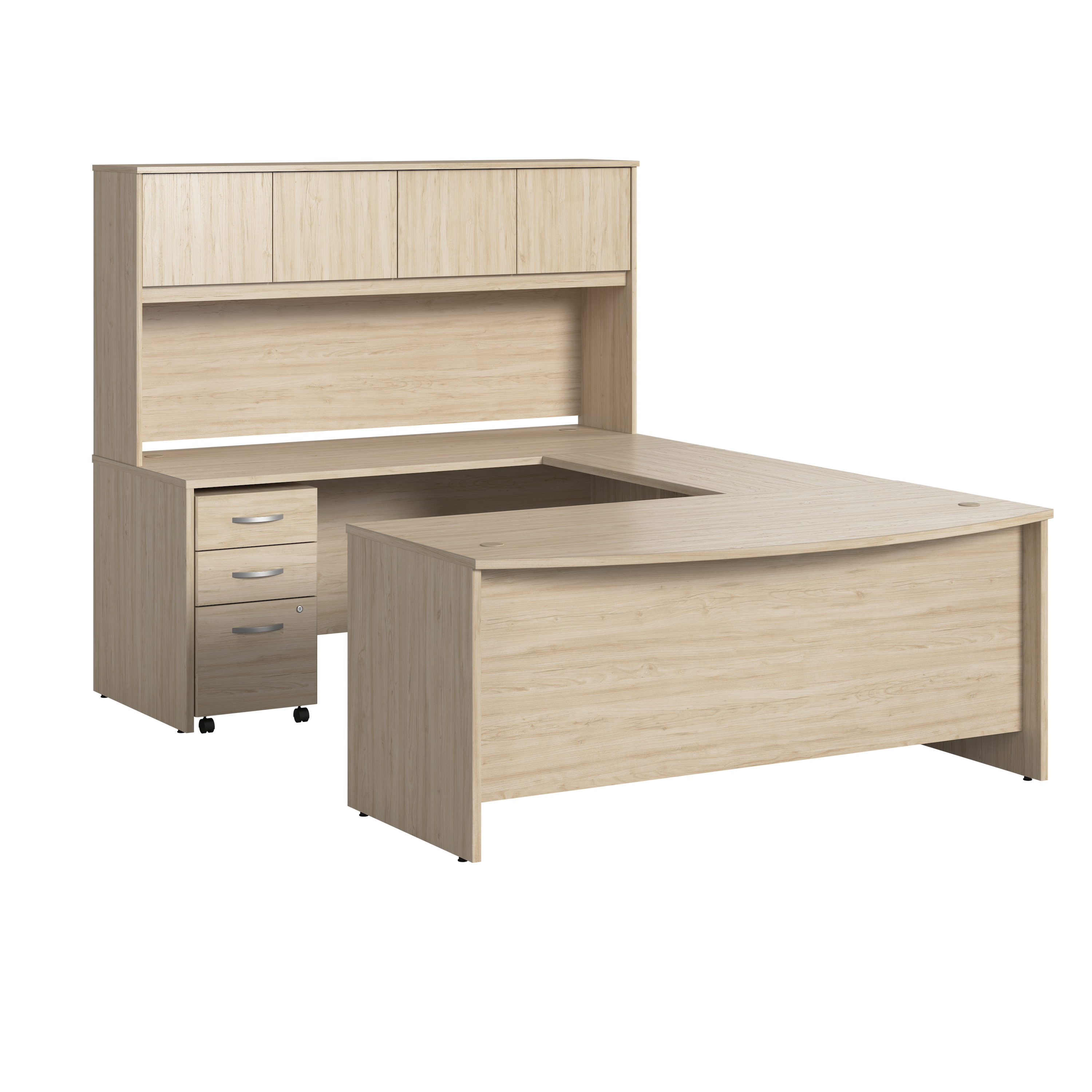 Shop Bush Business Furniture Studio C 72W x 36D U Shaped Desk with Hutch and Mobile File Cabinet 02 STC003NESU #color_natural elm