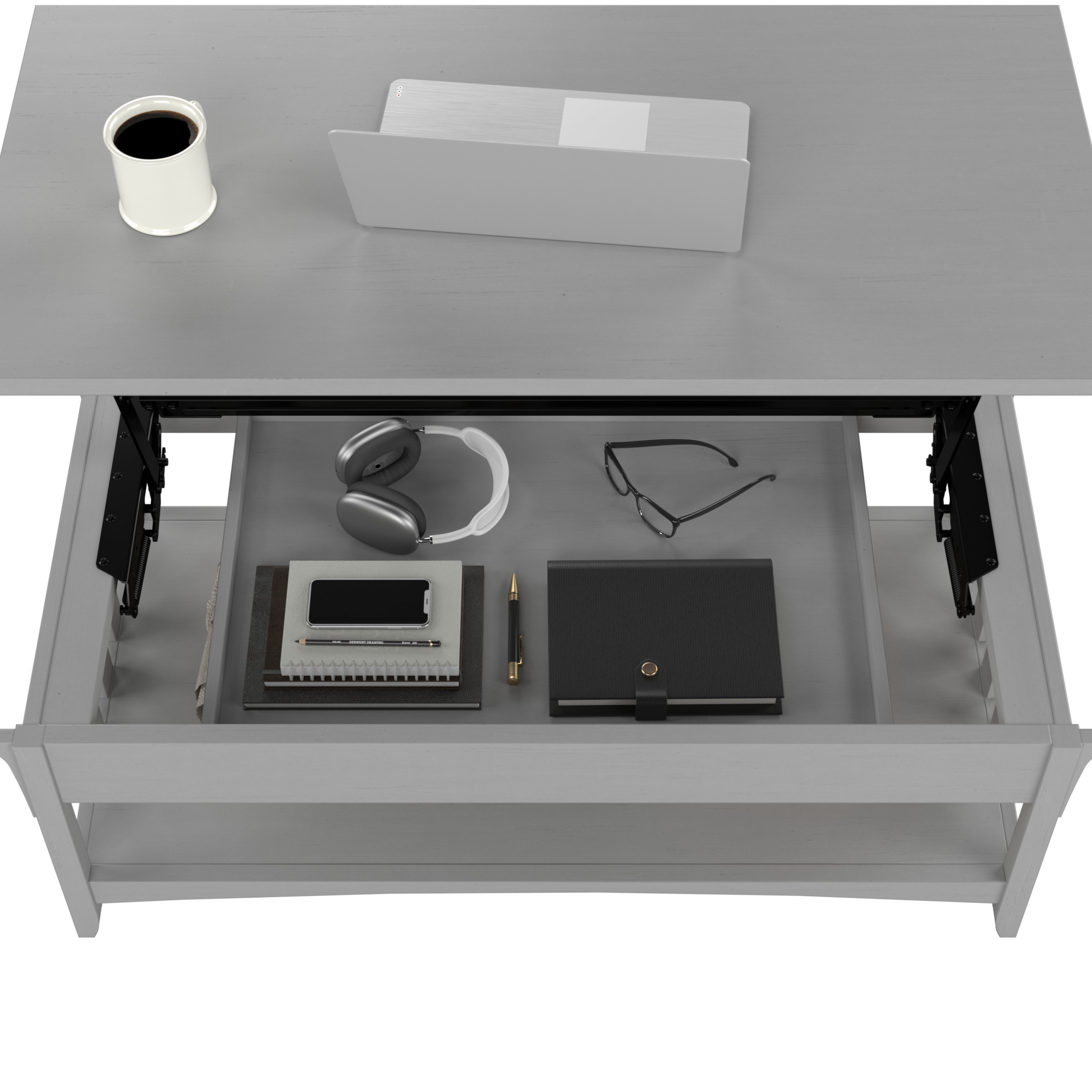 Shop Bush Furniture Salinas Lift Top Coffee Table Desk with Storage 03 SAT348CG-03 #color_cape cod gray
