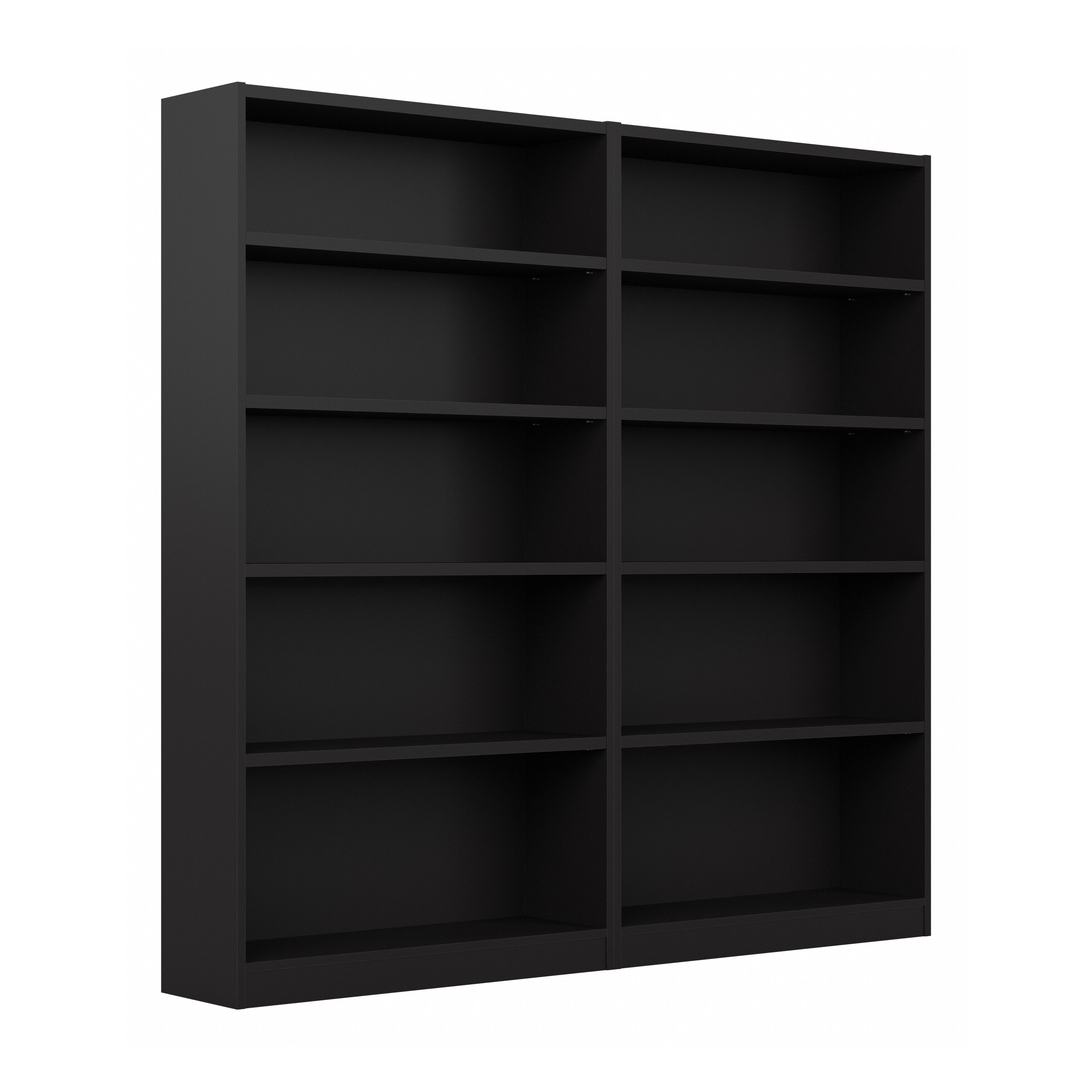 Shop Bush Furniture Universal Tall 5 Shelf Bookcase - Set of 2 02 UB003BL #color_black