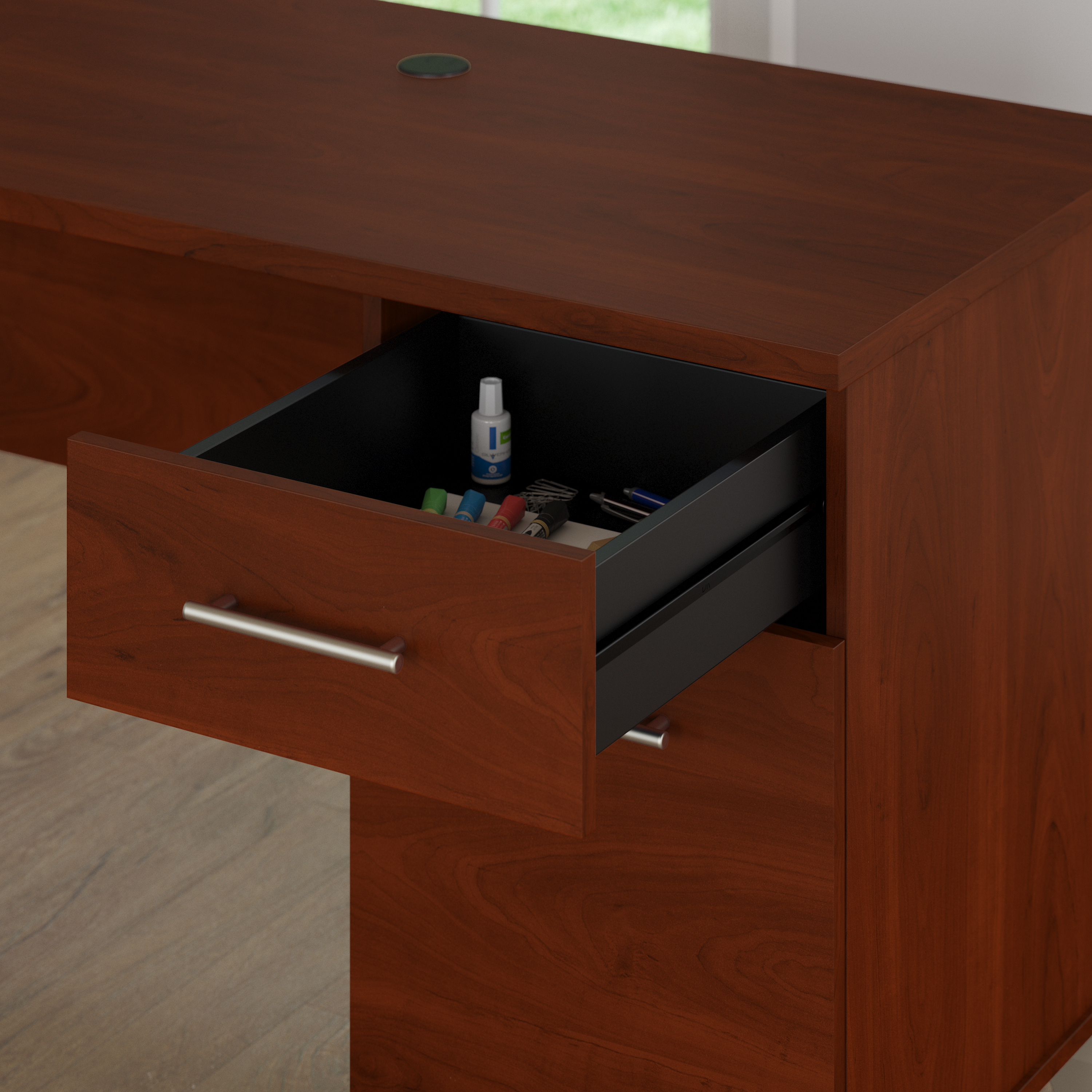 Shop Bush Furniture Somerset 60W L Shaped Desk with Storage 04 WC81730K #color_hansen cherry