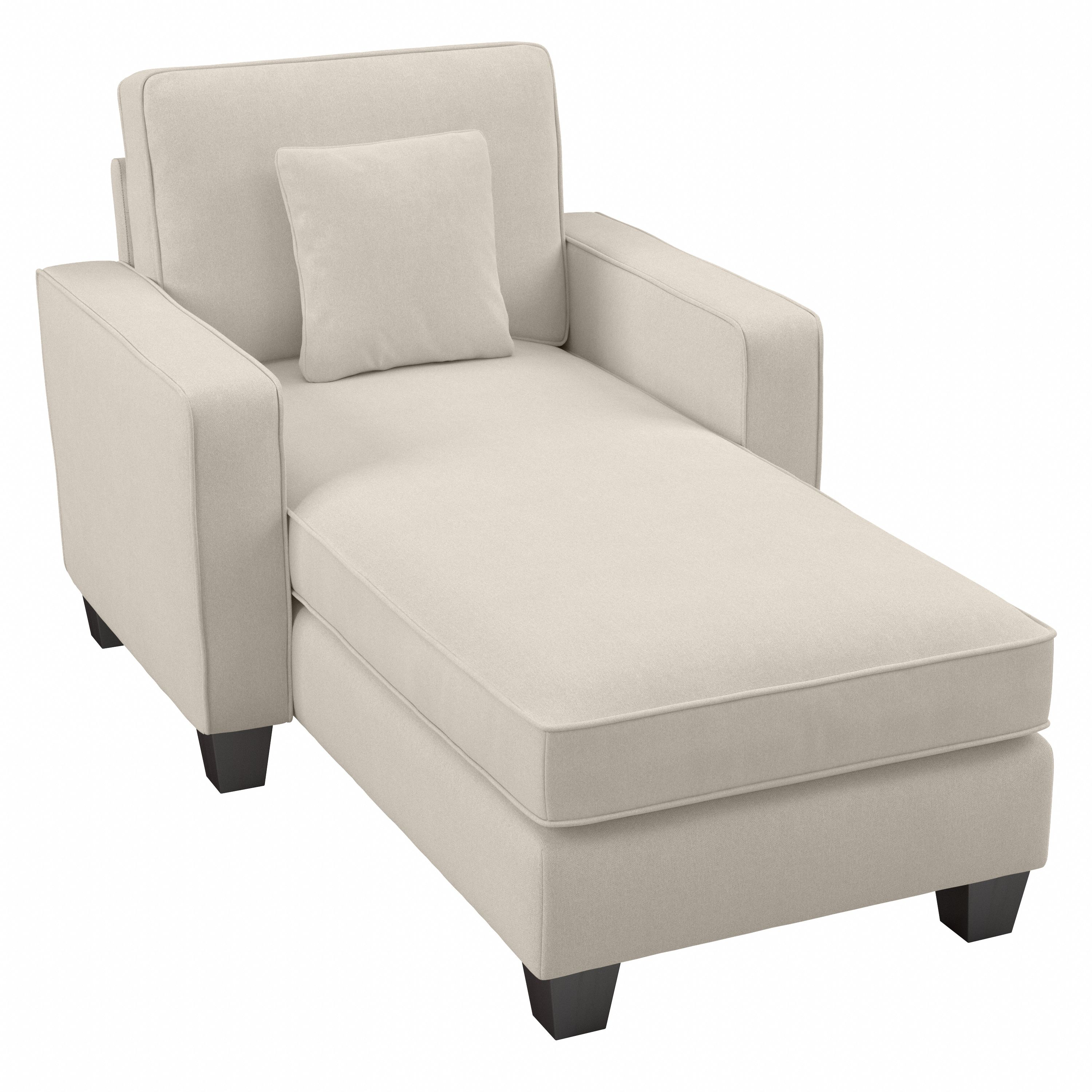 Shop Bush Furniture Stockton Chaise Lounge with Arms 02 SNM41SCRH-03K #color_cream herringbone fabric
