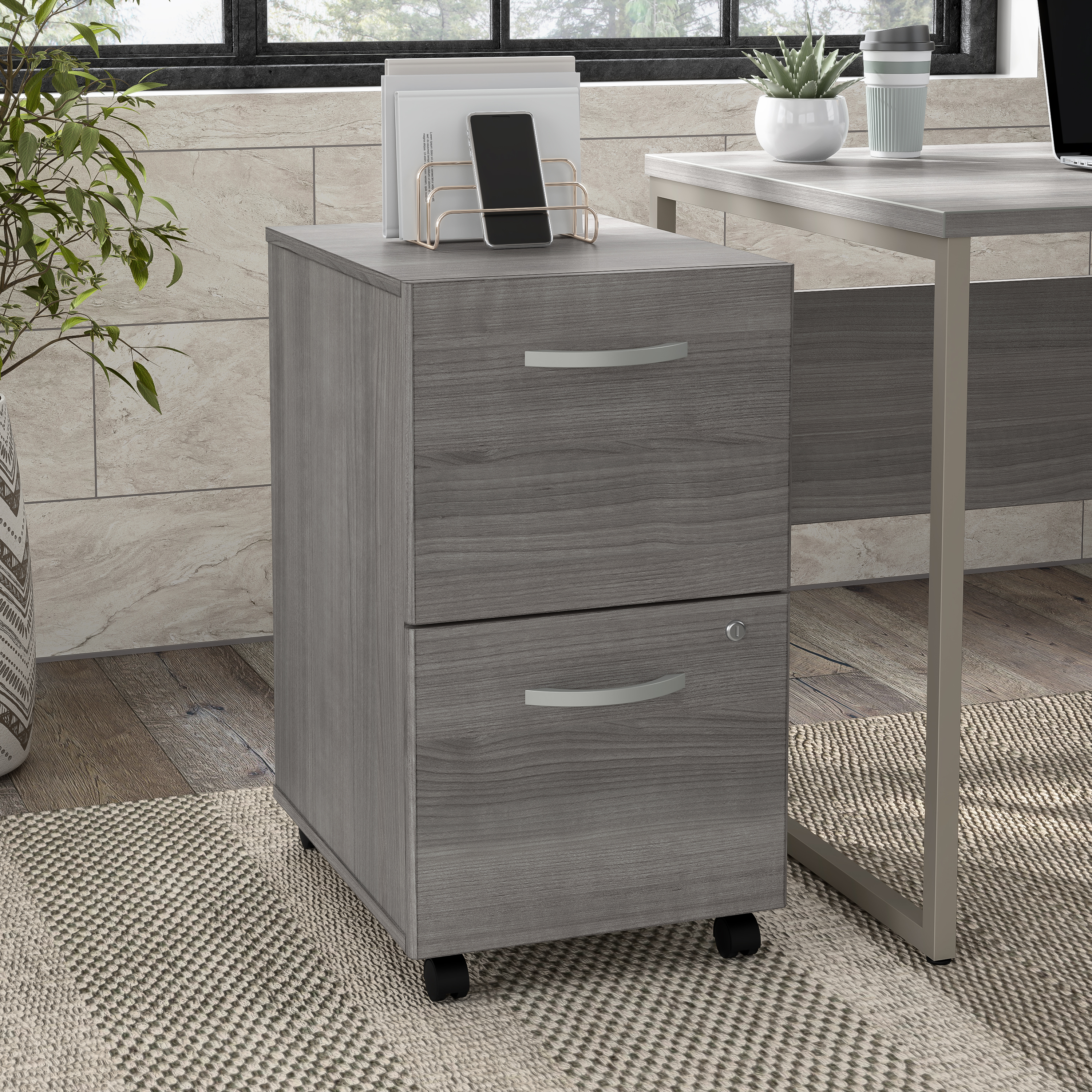 Shop Bush Business Furniture Hybrid 2 Drawer Mobile File Cabinet - Assembled 01 HYF116PGSU-Z #color_platinum gray