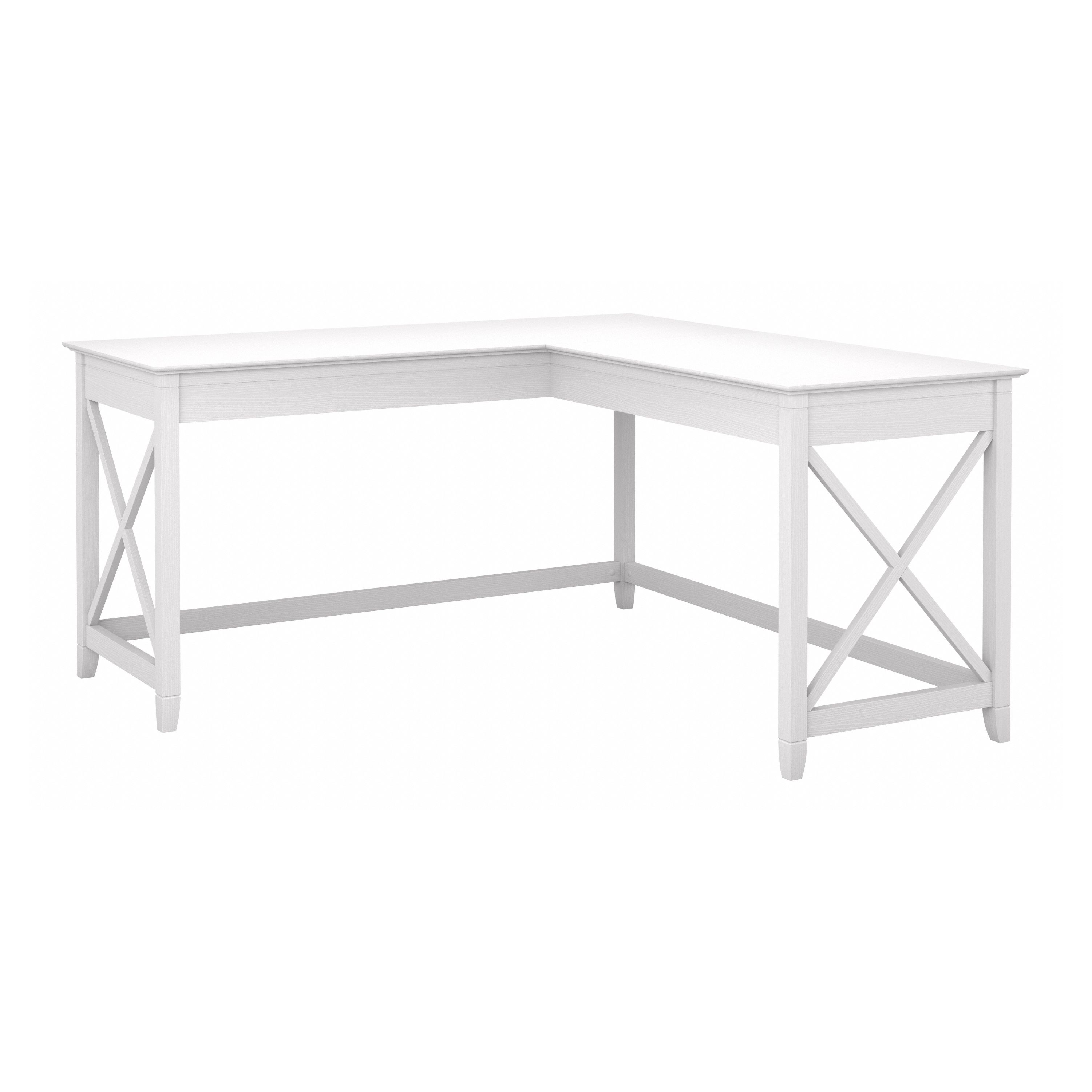 Shop Bush Furniture Key West 60W L Shaped Desk 02 KWD160WT-03 #color_pure white oak