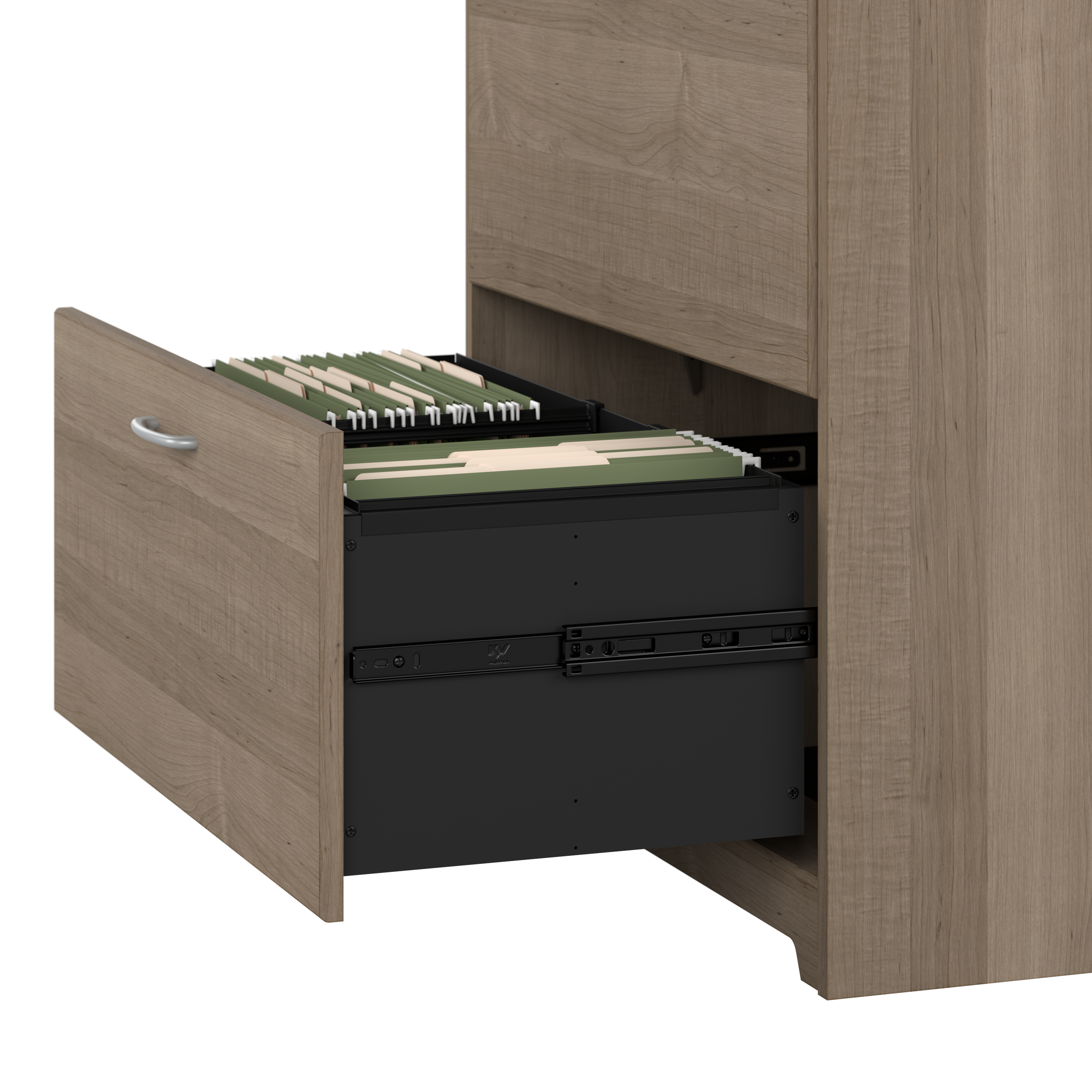 Shop Bush Furniture Cabot 60W L Shaped Computer Desk with Hutch, File Cabinet and Bookcase 05 CAB010AG #color_ash gray
