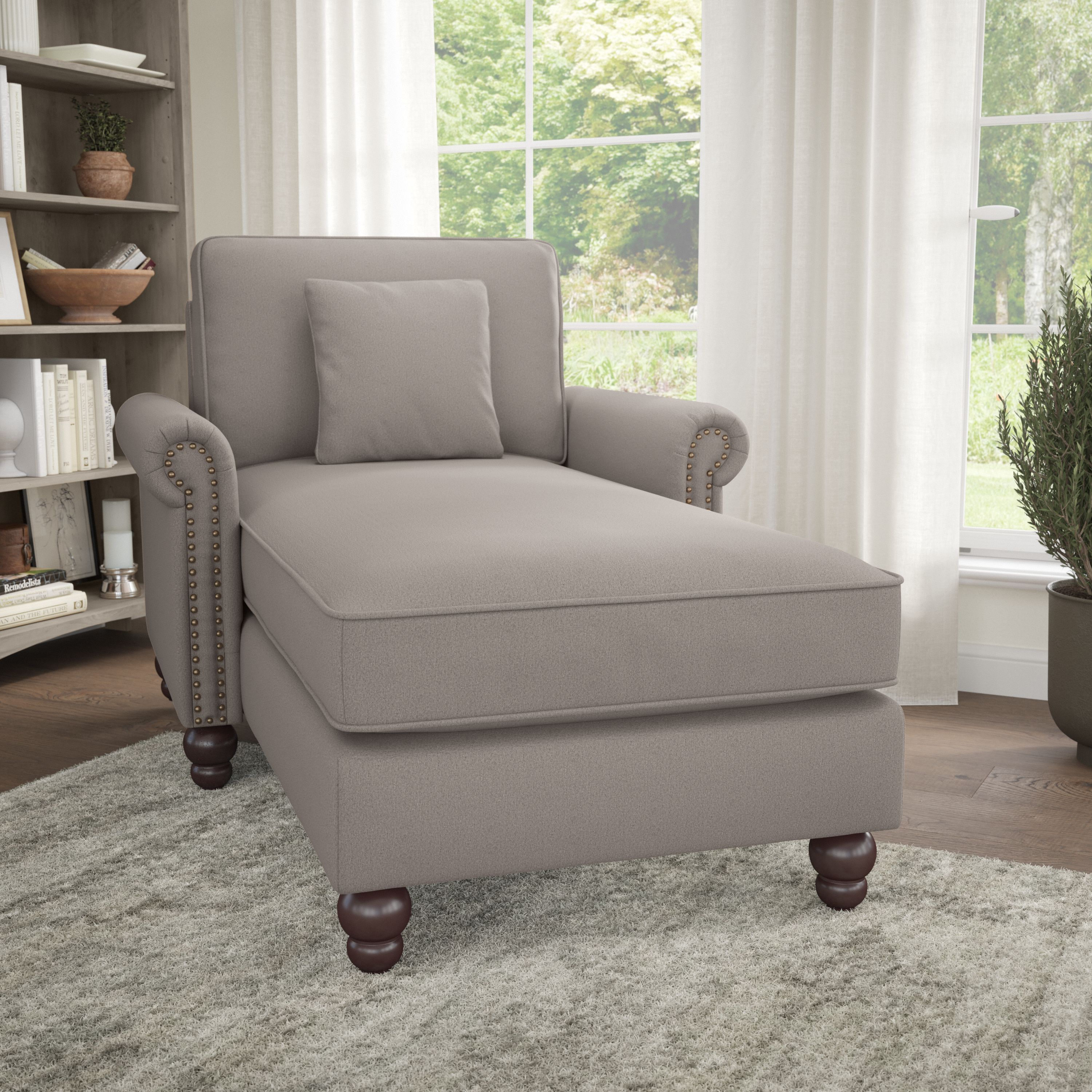 Shop Bush Furniture Coventry Chaise Lounge with Arms 01 CVM41BBGH-03K #color_beige herringbone fabric