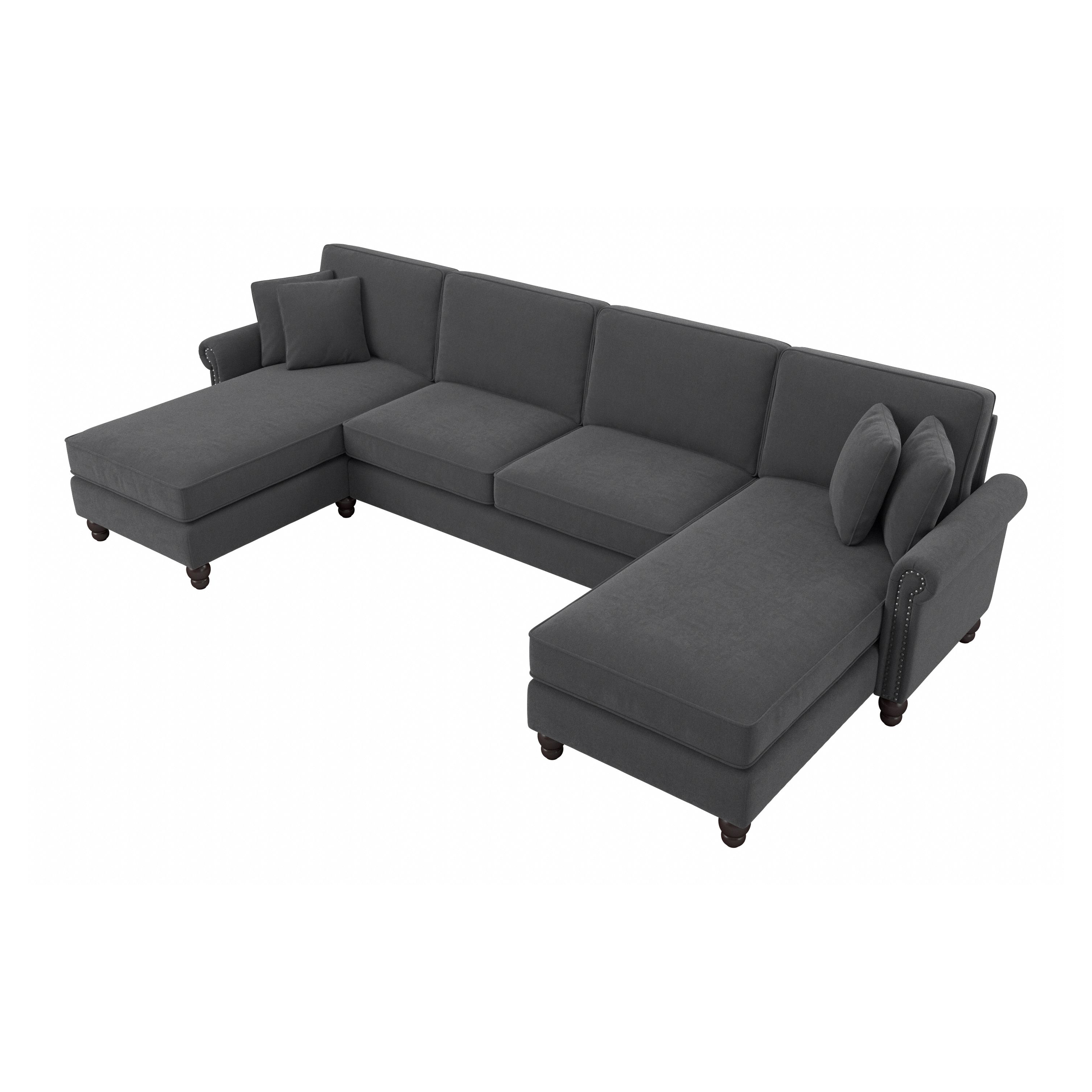 Shop Bush Furniture Coventry 131W Sectional Couch with Double Chaise Lounge 02 CVY130BCGH-03K #color_charcoal gray herringbone fabr