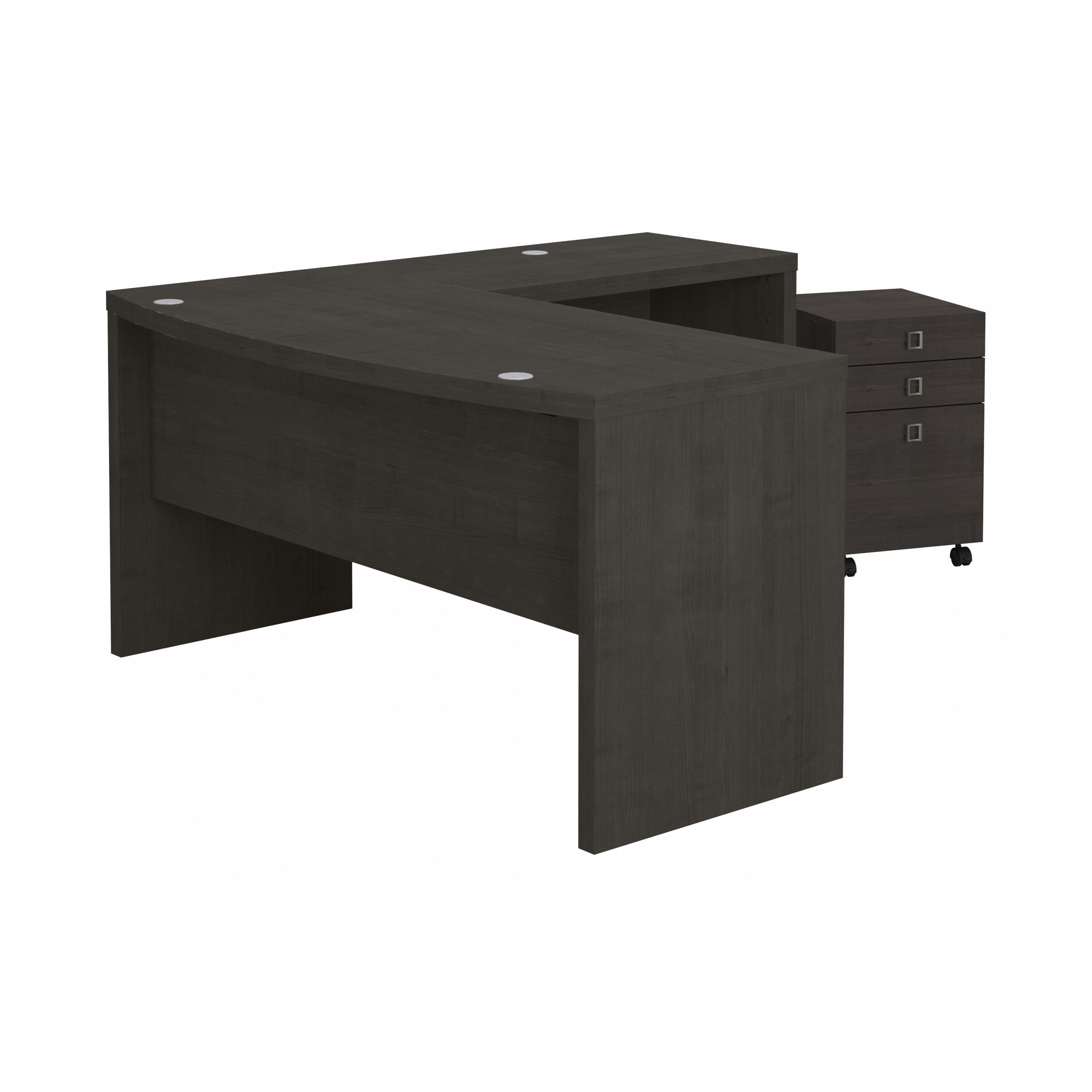 Shop Bush Business Furniture Echo L Shaped Bow Front Desk with Mobile File Cabinet 02 ECH007CM #color_charcoal maple