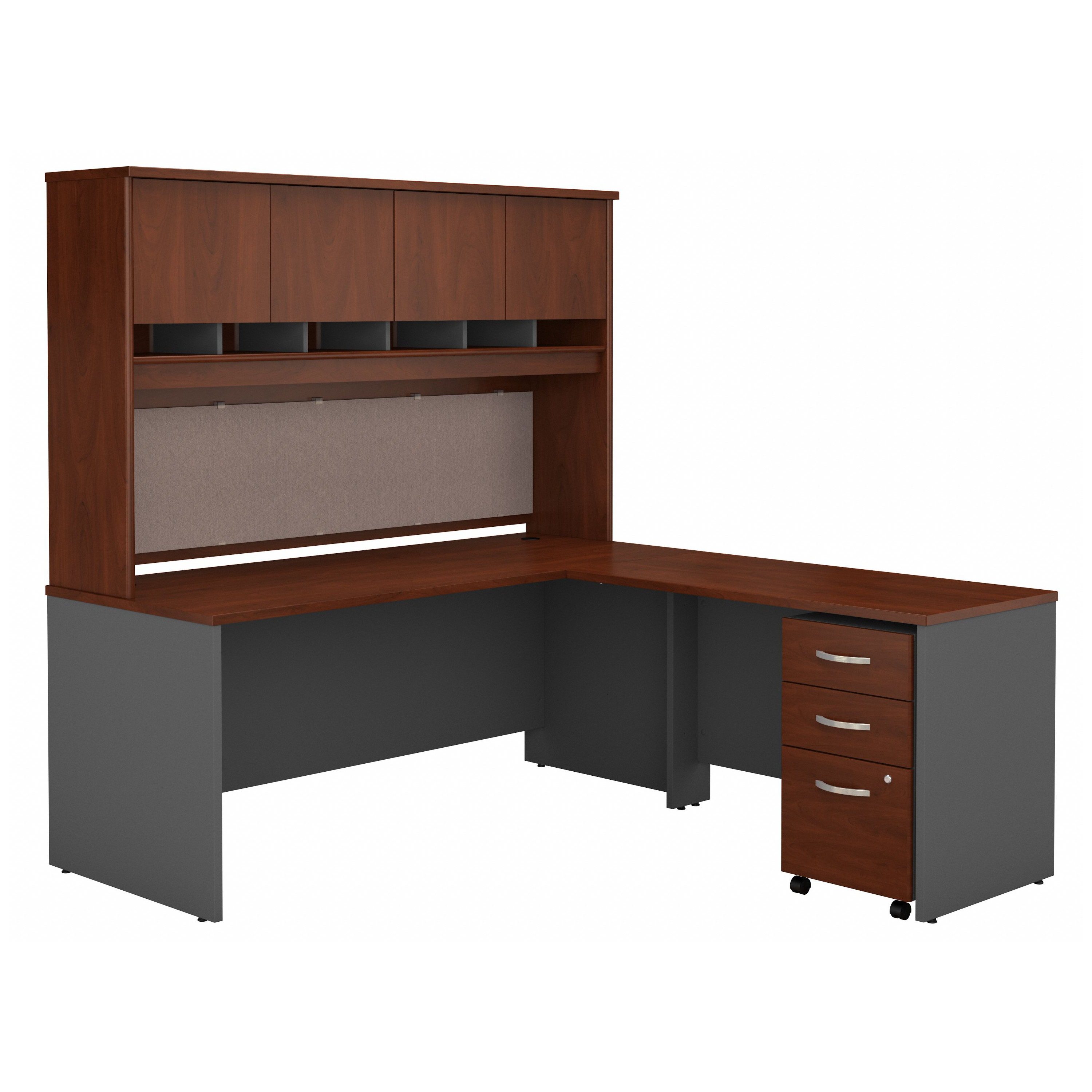 Shop Bush Business Furniture Series C 72W L Shaped Desk with Hutch and Mobile File Cabinet 02 SRC0018HCSU #color_hansen cherry/graphite gray