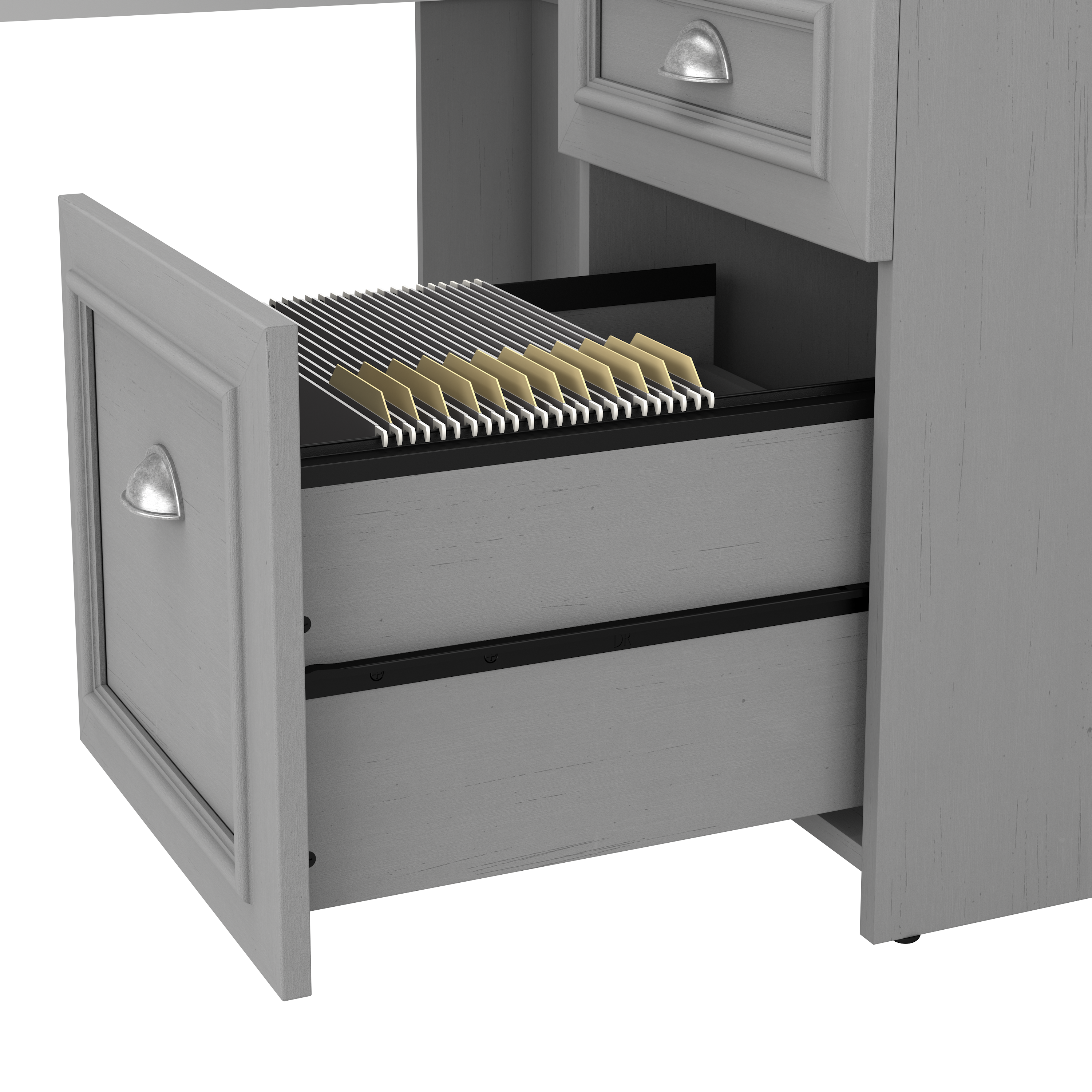 Shop Bush Furniture Fairview 60W L Shaped Desk with 5 Shelf Bookcase 06 FV007CG #color_cape cod gray