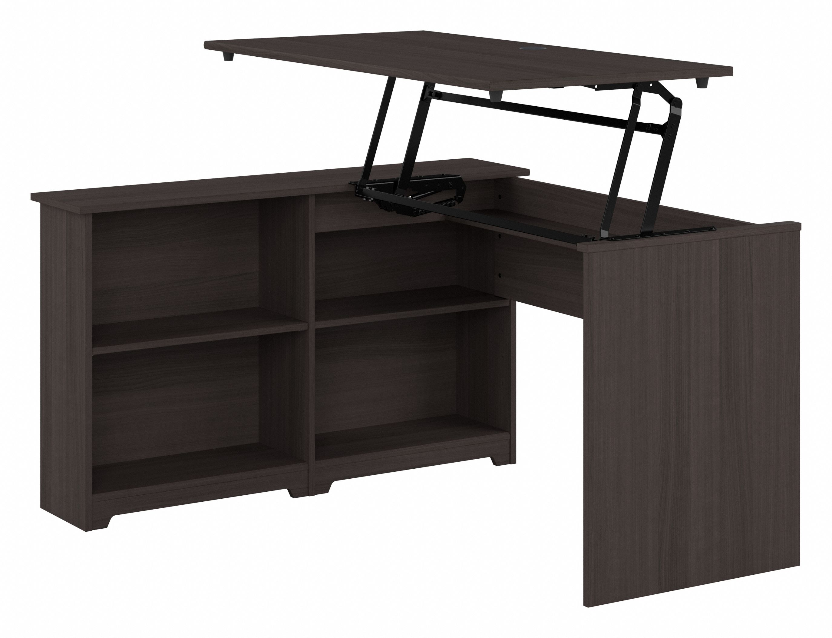 Shop Bush Furniture Cabot 52W 3 Position Sit to Stand Corner Desk with Shelves 02 WC31716 #color_heather gray