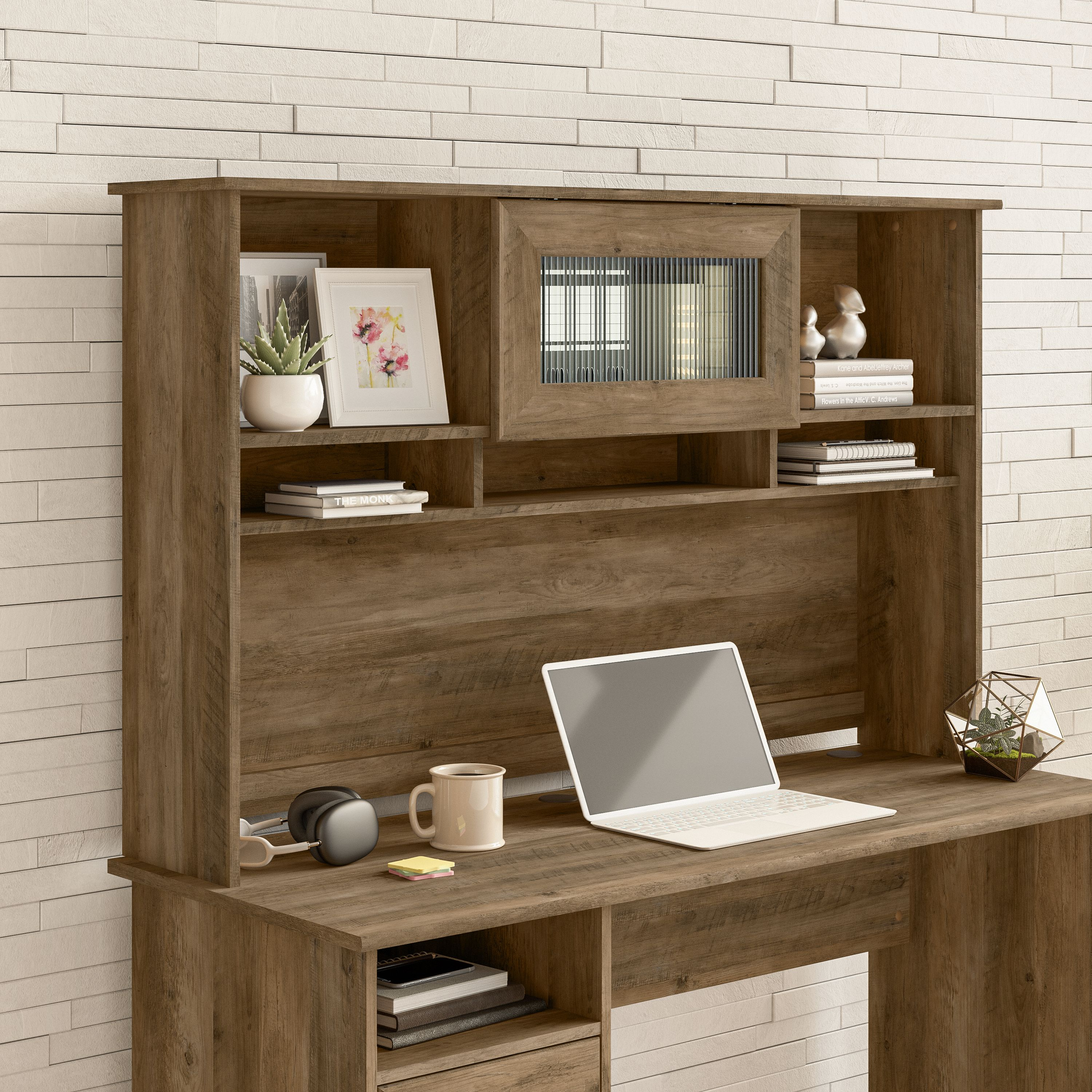Shop Bush Furniture Cabot 60W Desk Hutch 01 WC31531 #color_reclaimed pine
