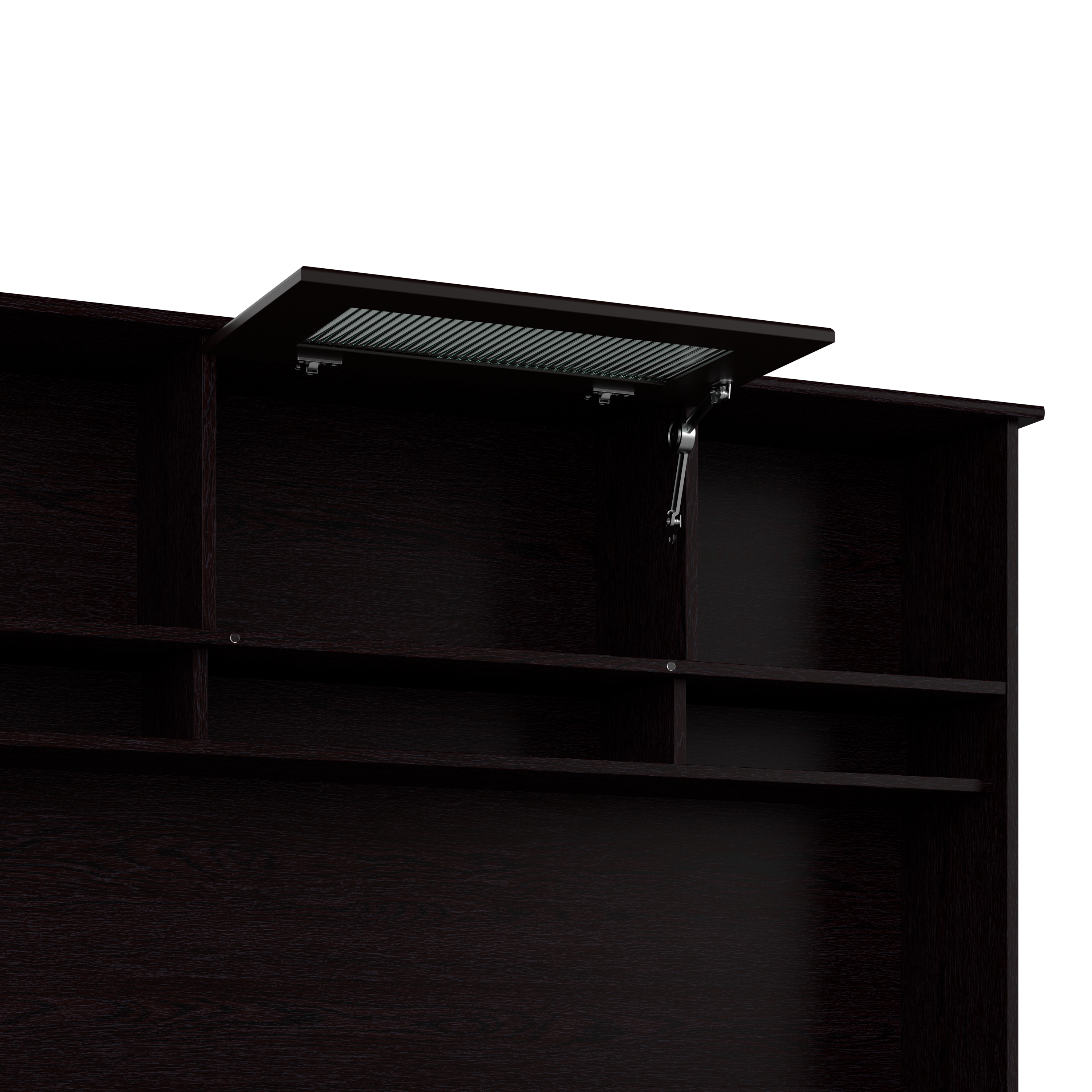 Shop Bush Furniture Cabot 60W 3 Position Sit to Stand L Shaped Desk with Hutch 04 CAB045EPO #color_espresso oak