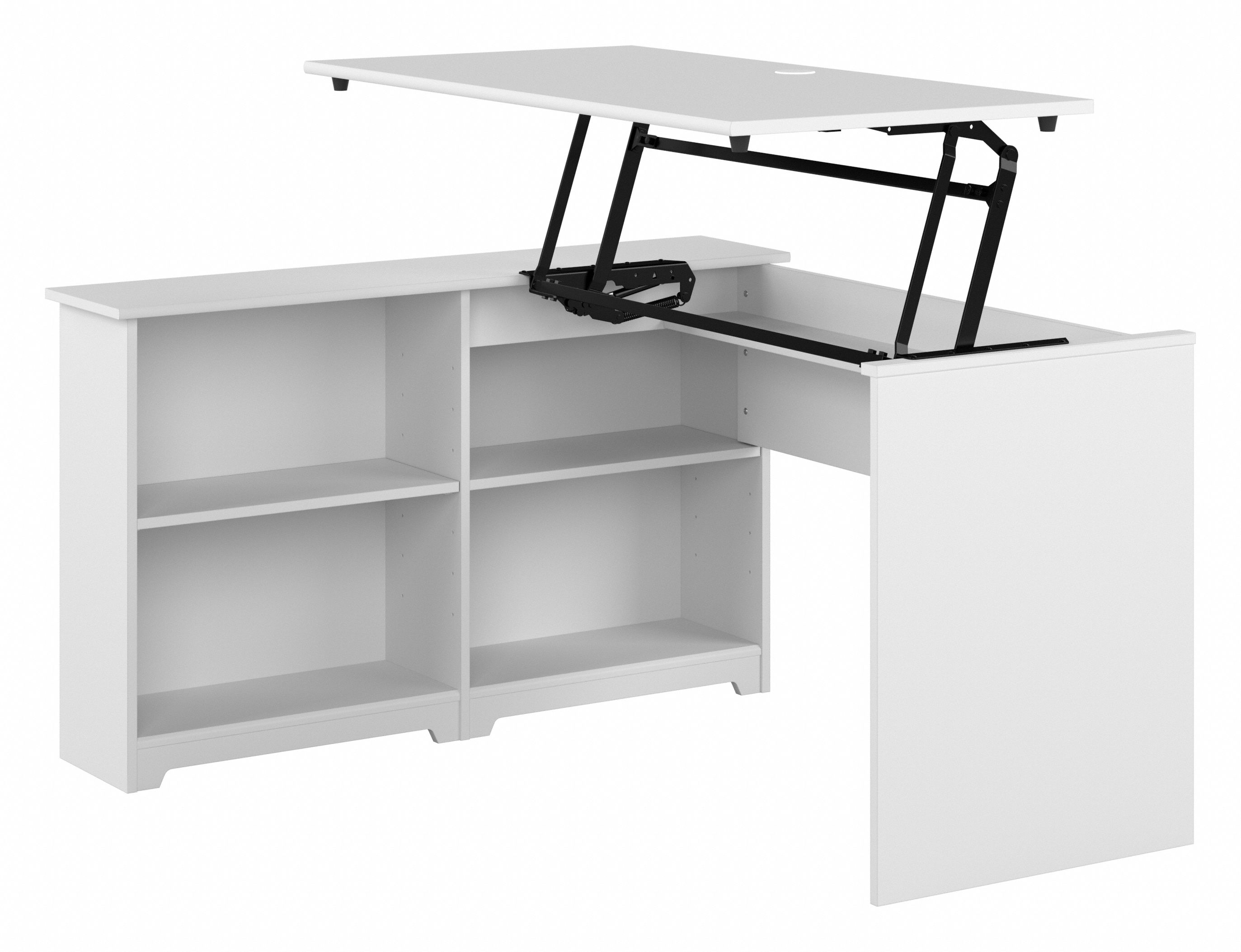 Shop Bush Furniture Cabot 52W 3 Position Sit to Stand Corner Desk with Shelves 02 WC31916 #color_white