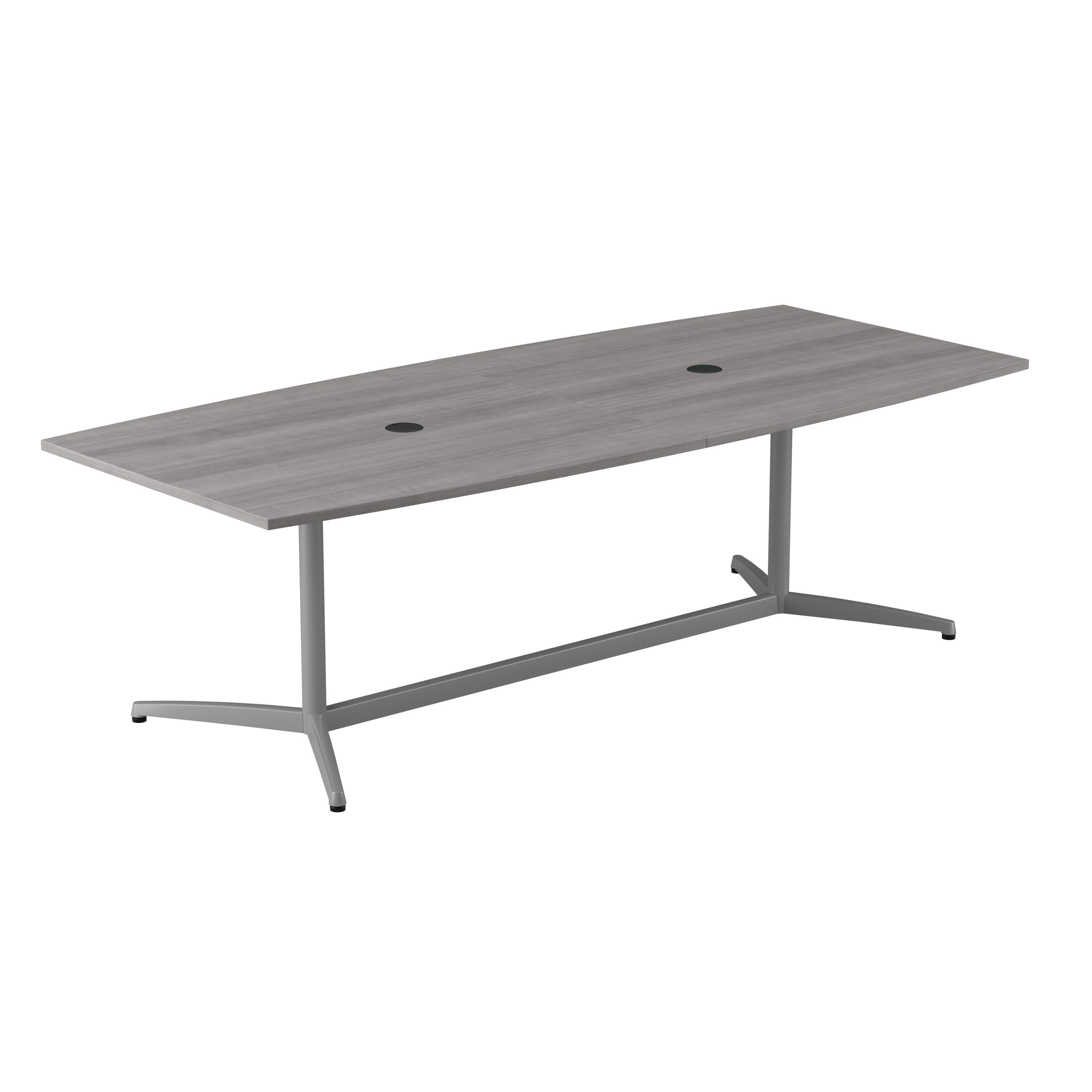 Shop Bush Business Furniture 96W x 42D Boat Shaped Conference Table with Metal Base 02 99TBM96PGSVK #color_platinum gray