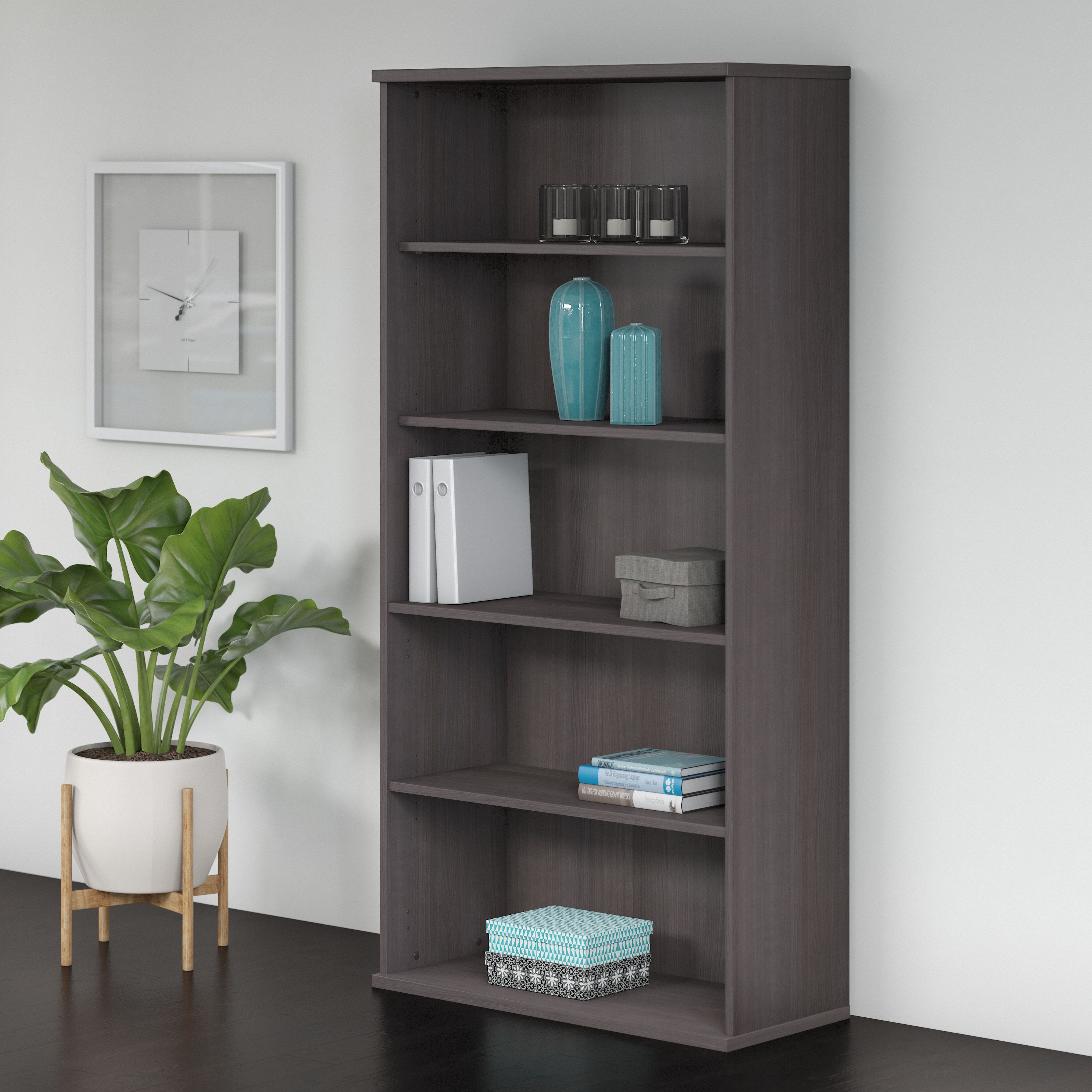 Shop Bush Business Furniture Studio C Tall 5 Shelf Bookcase 01 SCB136SG #color_storm gray
