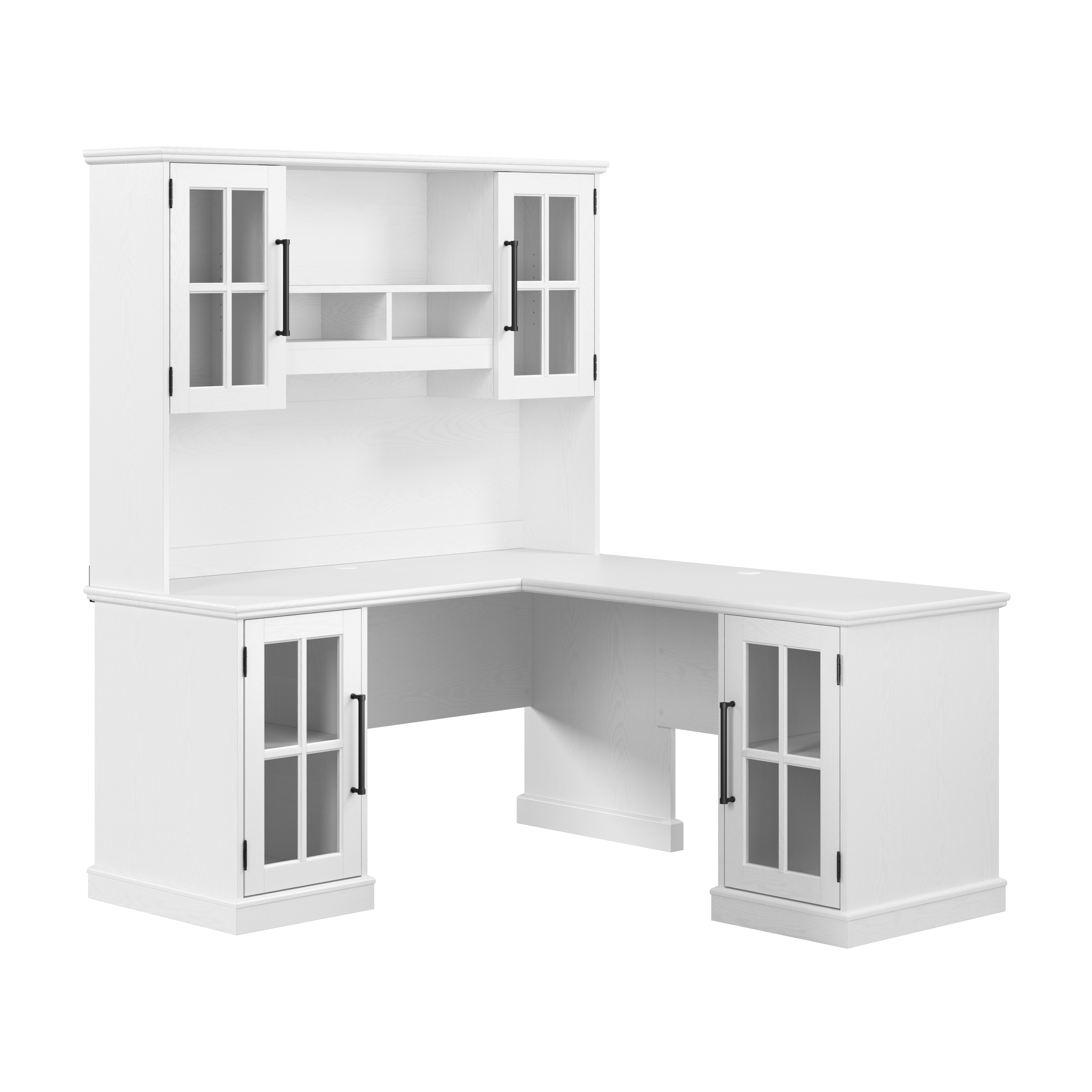 Shop Bush Furniture Westbrook 60W L Shaped Desk with Hutch and Storage 02 WBK004WAS #color_white ash