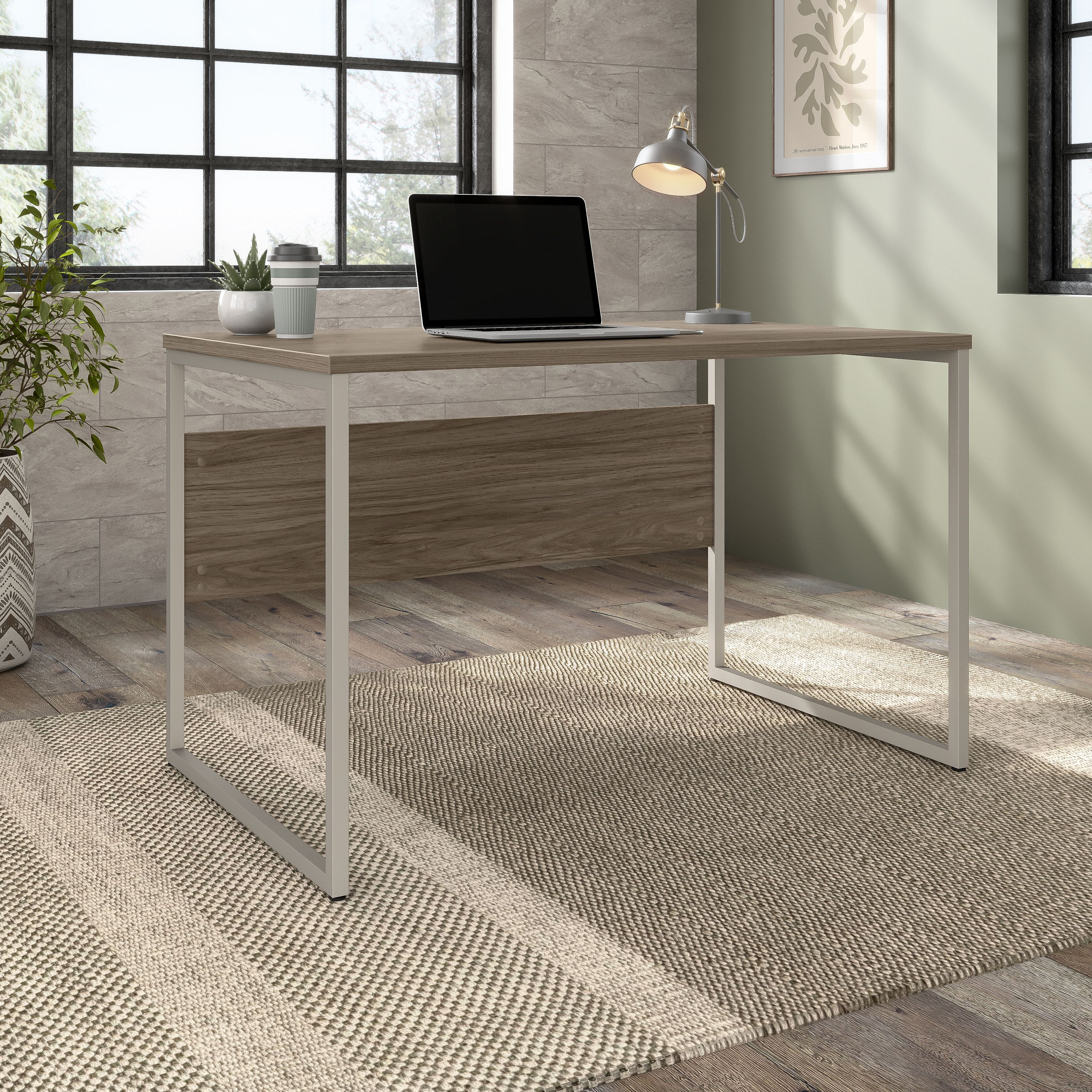 Shop Bush Business Furniture Hybrid 48W x 30D Computer Table Desk with Metal Legs 01 HYD248MH #color_modern hickory
