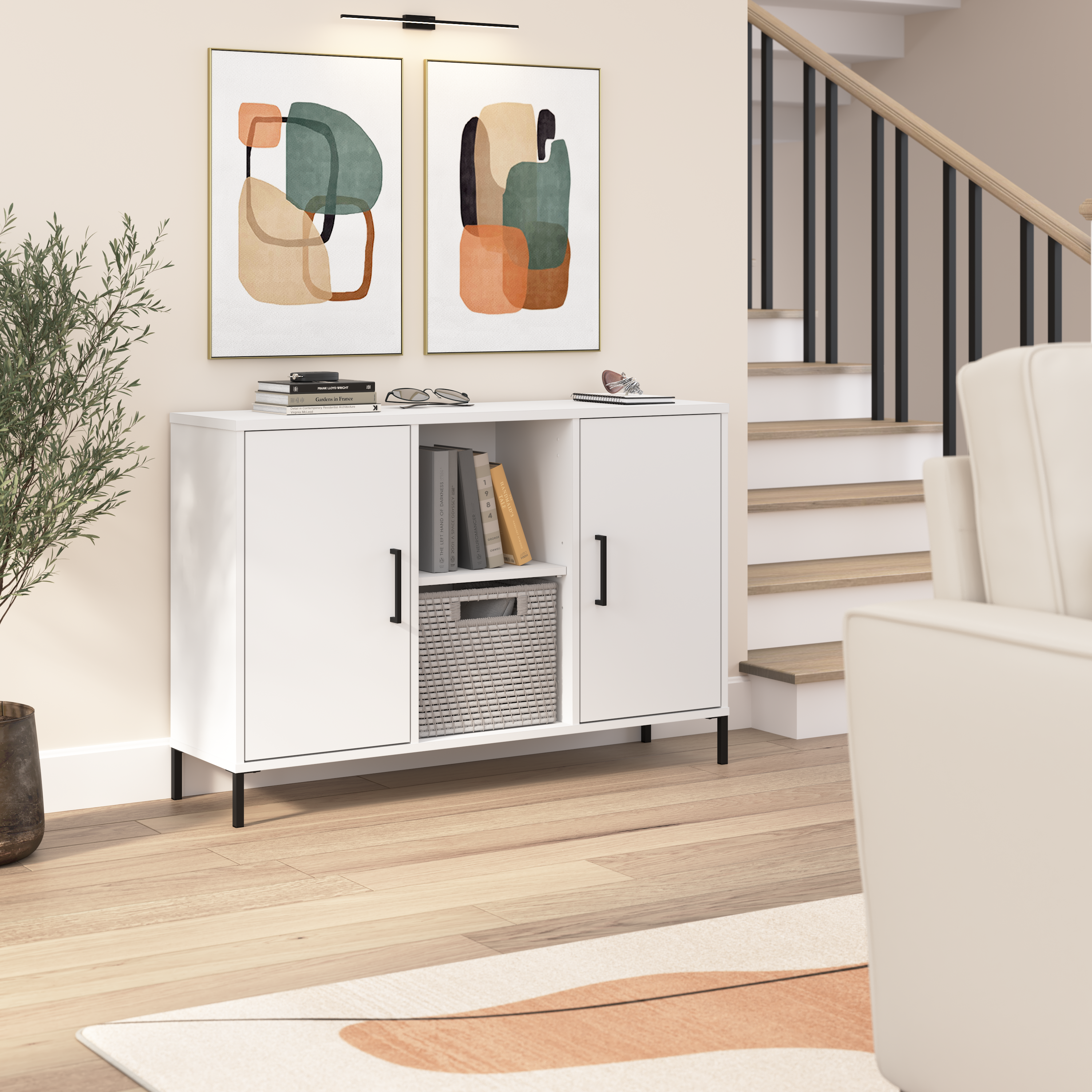 Shop Bush Furniture Essence Accent Cabinet with Doors 01 ESS143WH #color_white