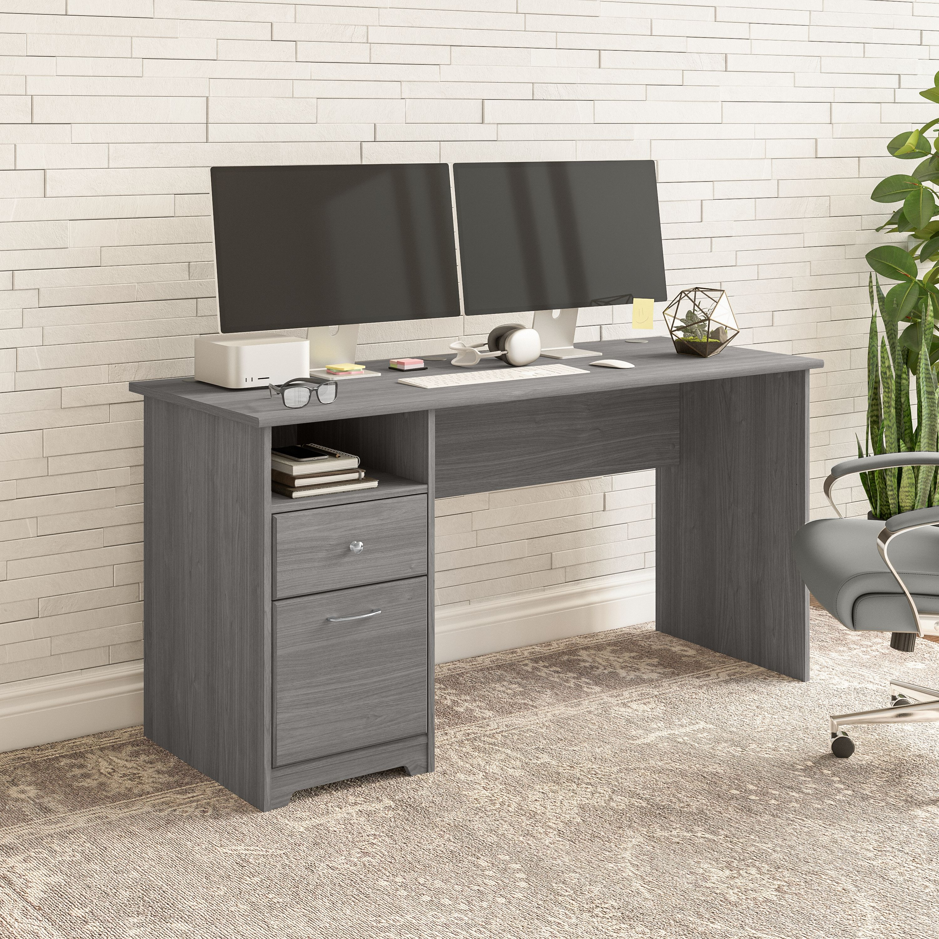 Shop Bush Furniture Cabot 60W Computer Desk with Drawers 01 WC31360 #color_modern gray