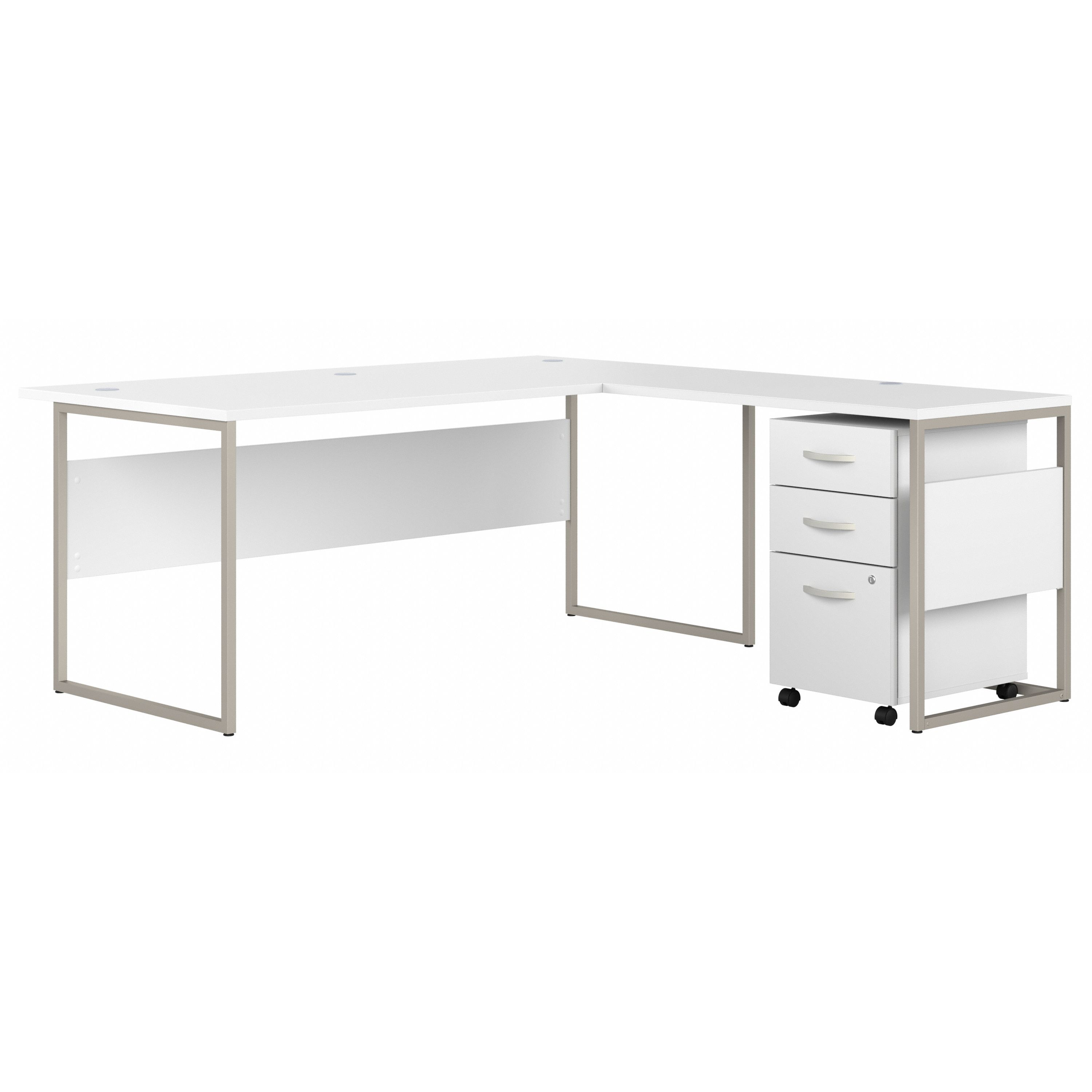 Shop Bush Business Furniture Hybrid 72W x 36D L Shaped Table Desk with 3 Drawer Mobile File Cabinet 02 HYB010WHSU #color_white