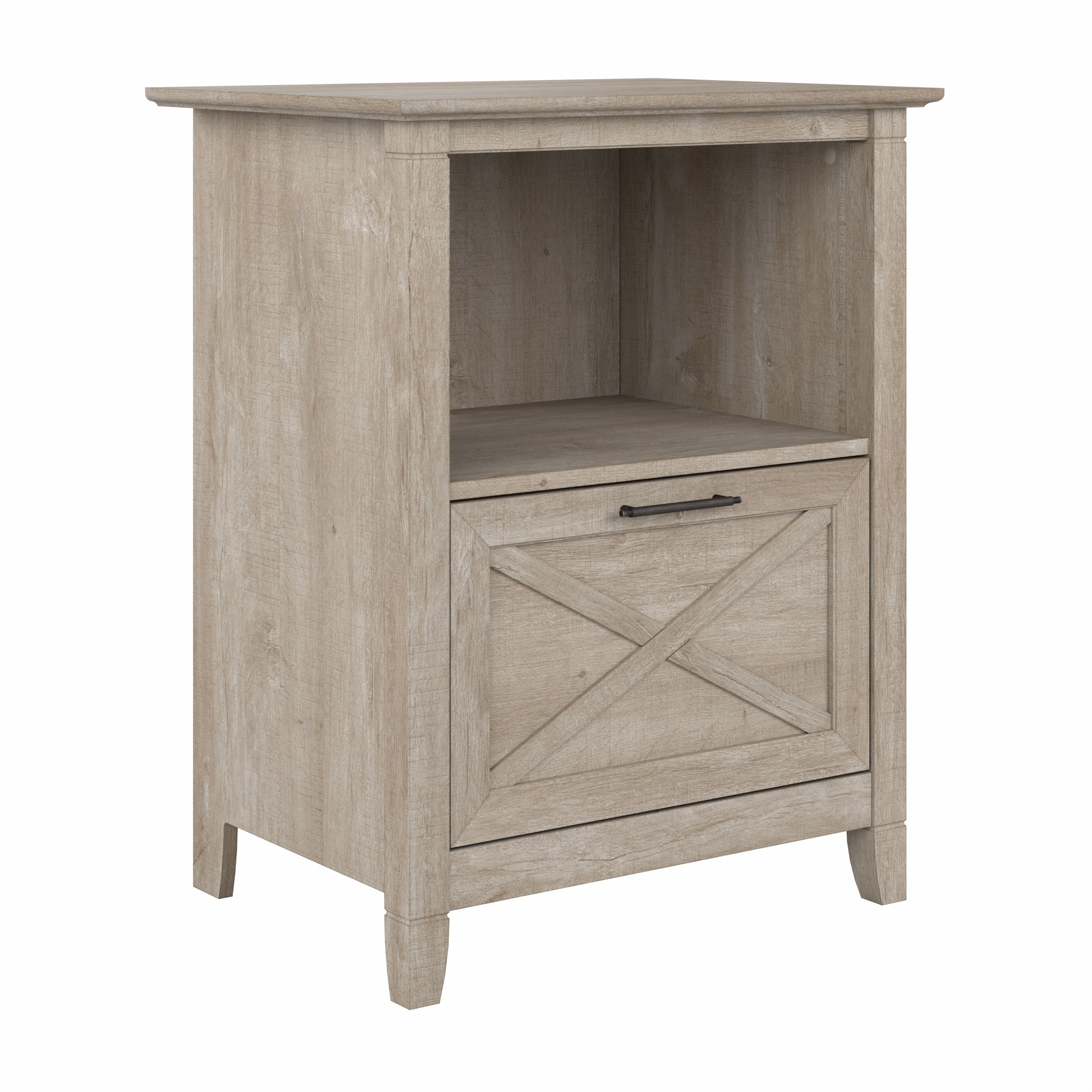 Shop Bush Furniture Key West Lateral File Cabinet with Shelf 02 KWF124WG-03 #color_washed gray