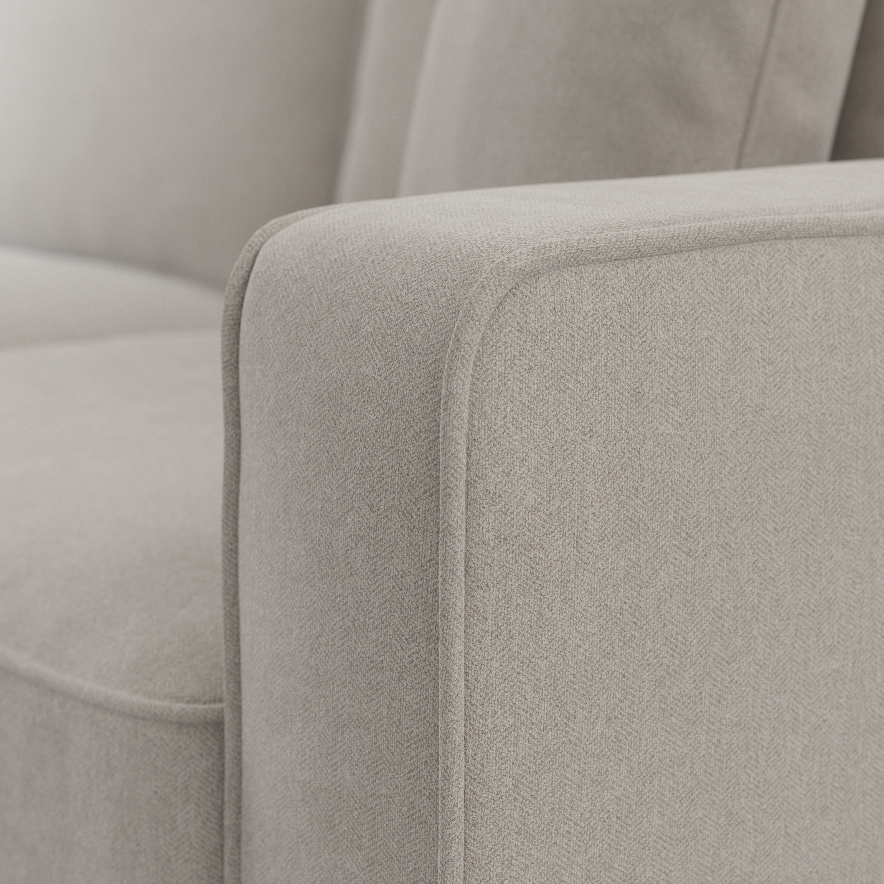 Shop Bush Furniture Stockton Accent Chair with Ottoman Set 05 SKT010BGH #color_beige herringbone fabric