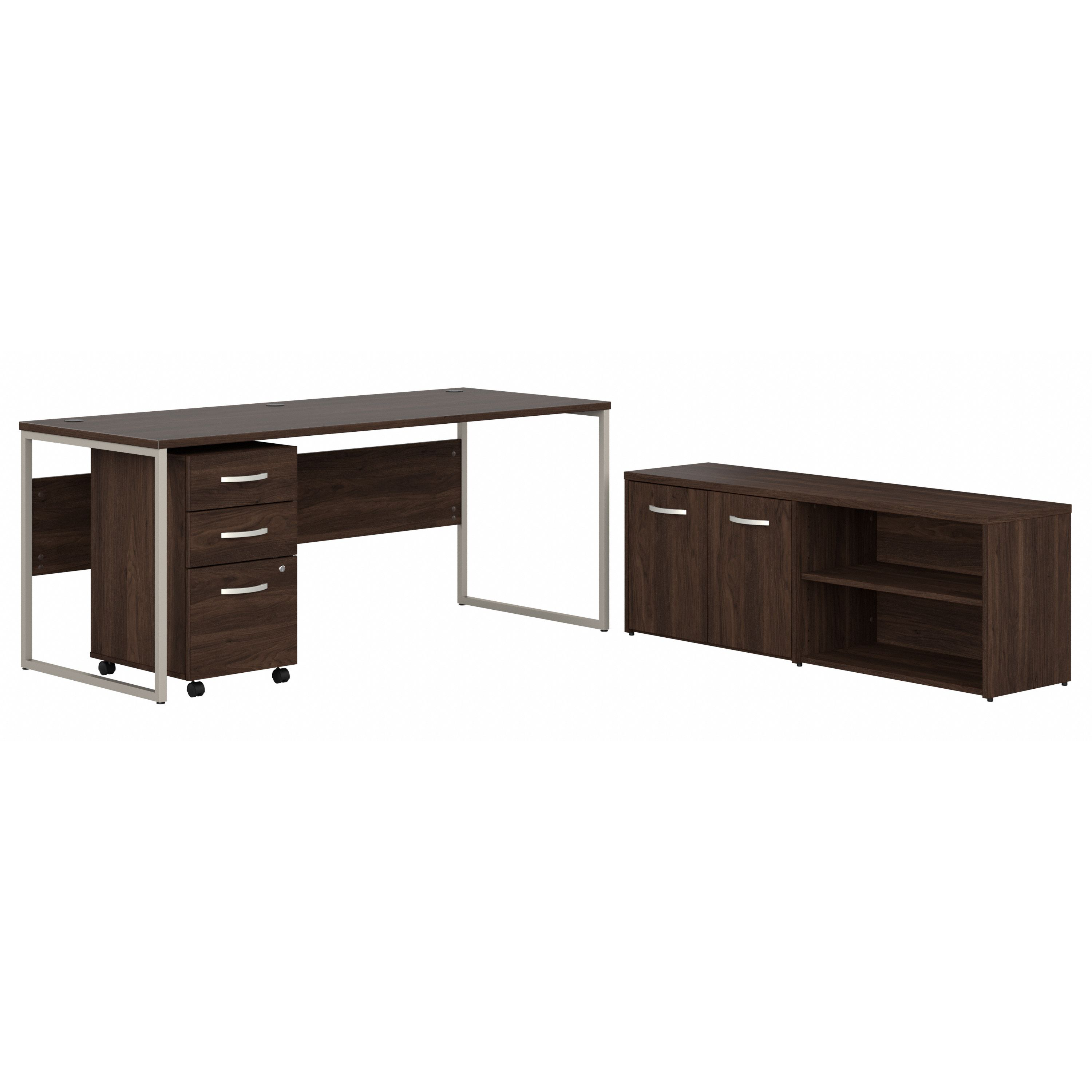 Shop Bush Business Furniture Hybrid 72W x 30D Computer Table Desk with Storage and Mobile File Cabinet 02 HYB014BWSU #color_black walnut