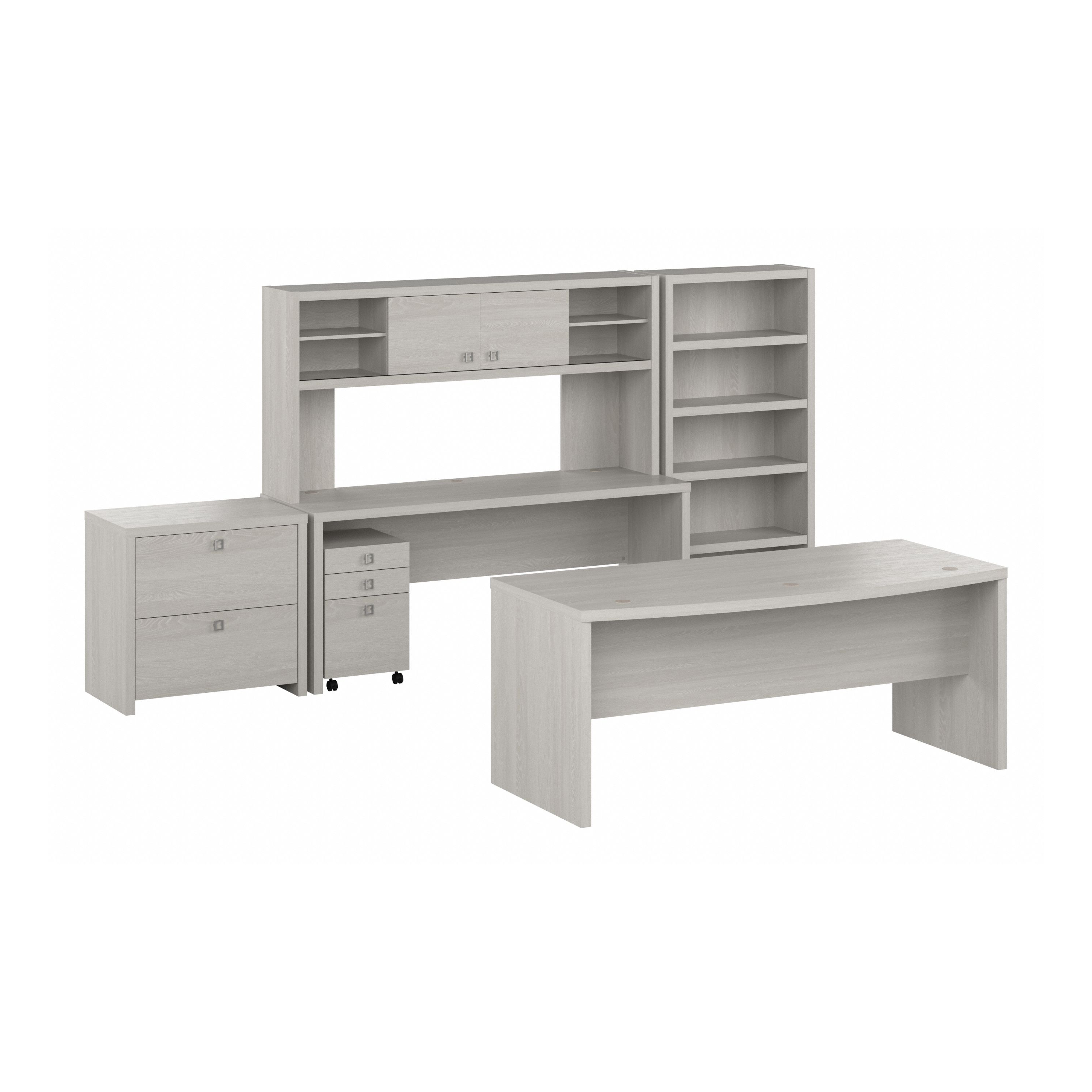 Shop Bush Business Furniture Echo 72W Bow Front Desk Set with Credenza, Hutch and Storage 02 ECH055GS #color_gray sand