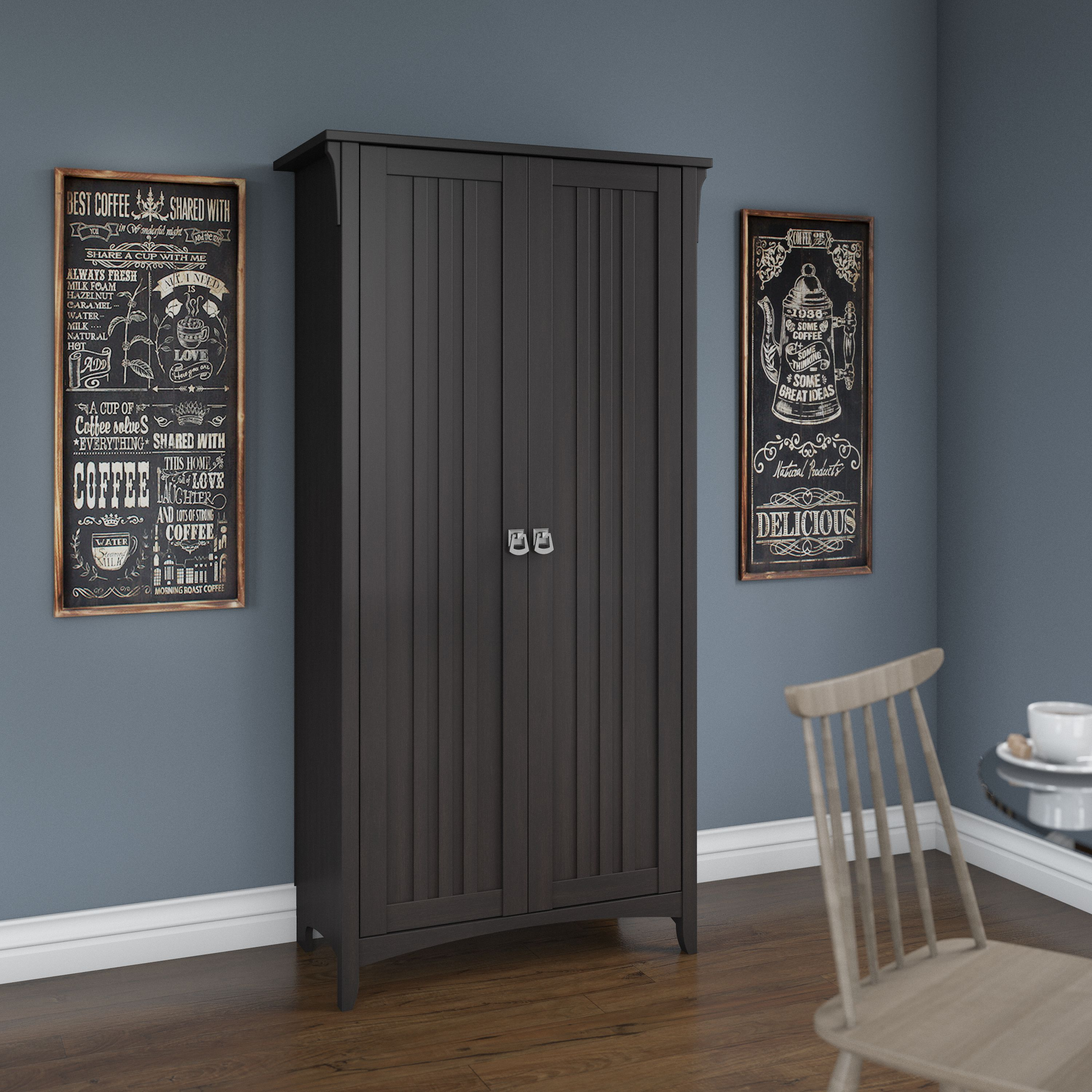 Shop Bush Furniture Salinas Kitchen Pantry Cabinet with Doors 01 SAL014VB #color_vintage black