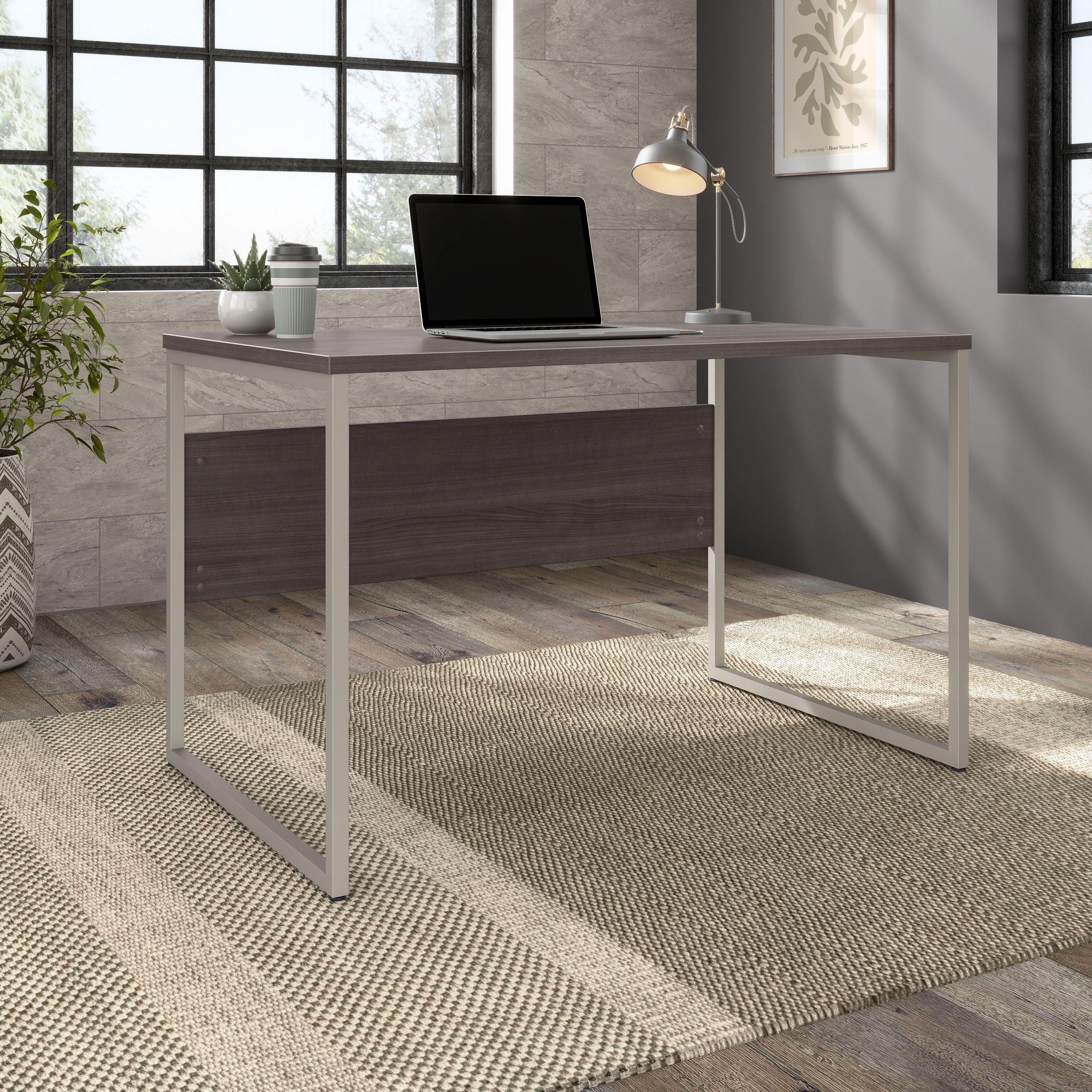 Shop Bush Business Furniture Hybrid 48W x 30D Computer Table Desk with Metal Legs 01 HYD248SG #color_storm gray