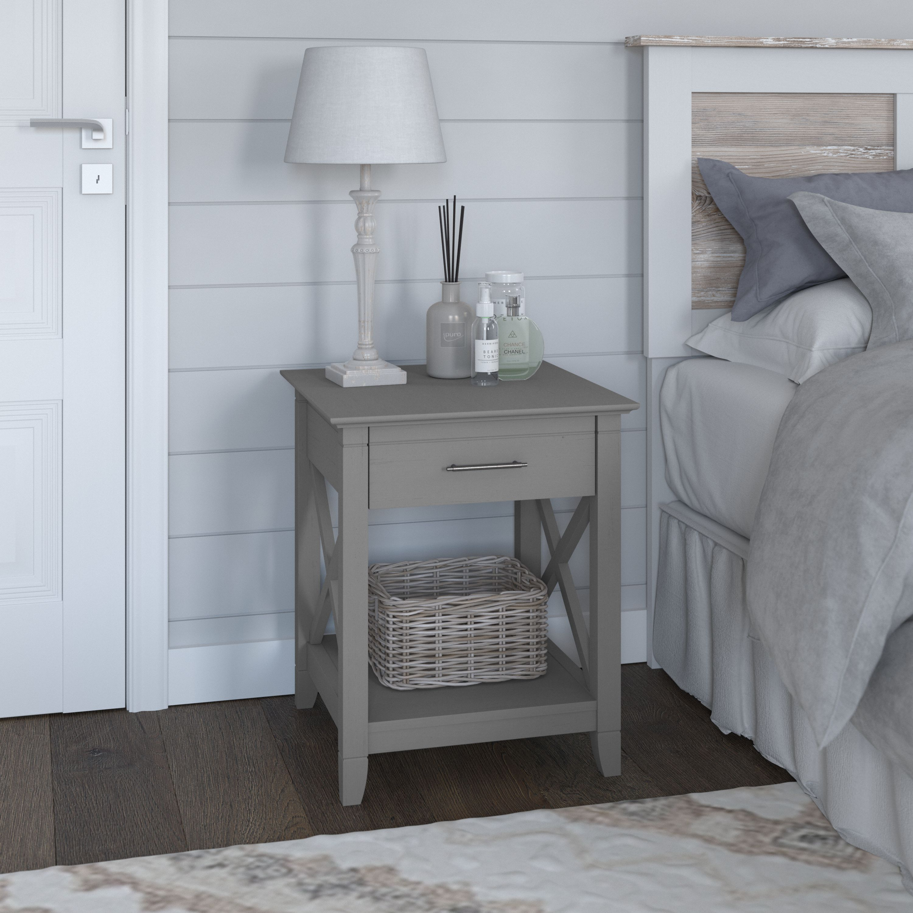 Shop Bush Furniture Key West Nightstand with Drawer 01 KWT120CG-Z #color_cape cod gray