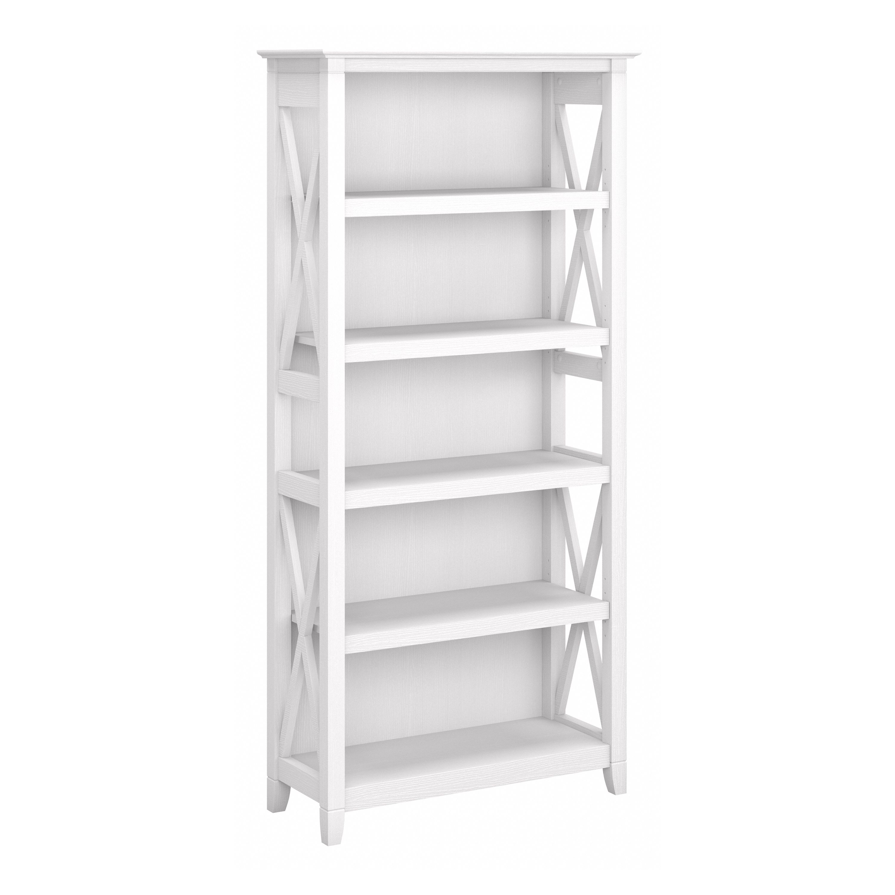 Shop Bush Furniture Key West Tall 5 Shelf Bookcase 02 KWB132WT-03 #color_pure white oak