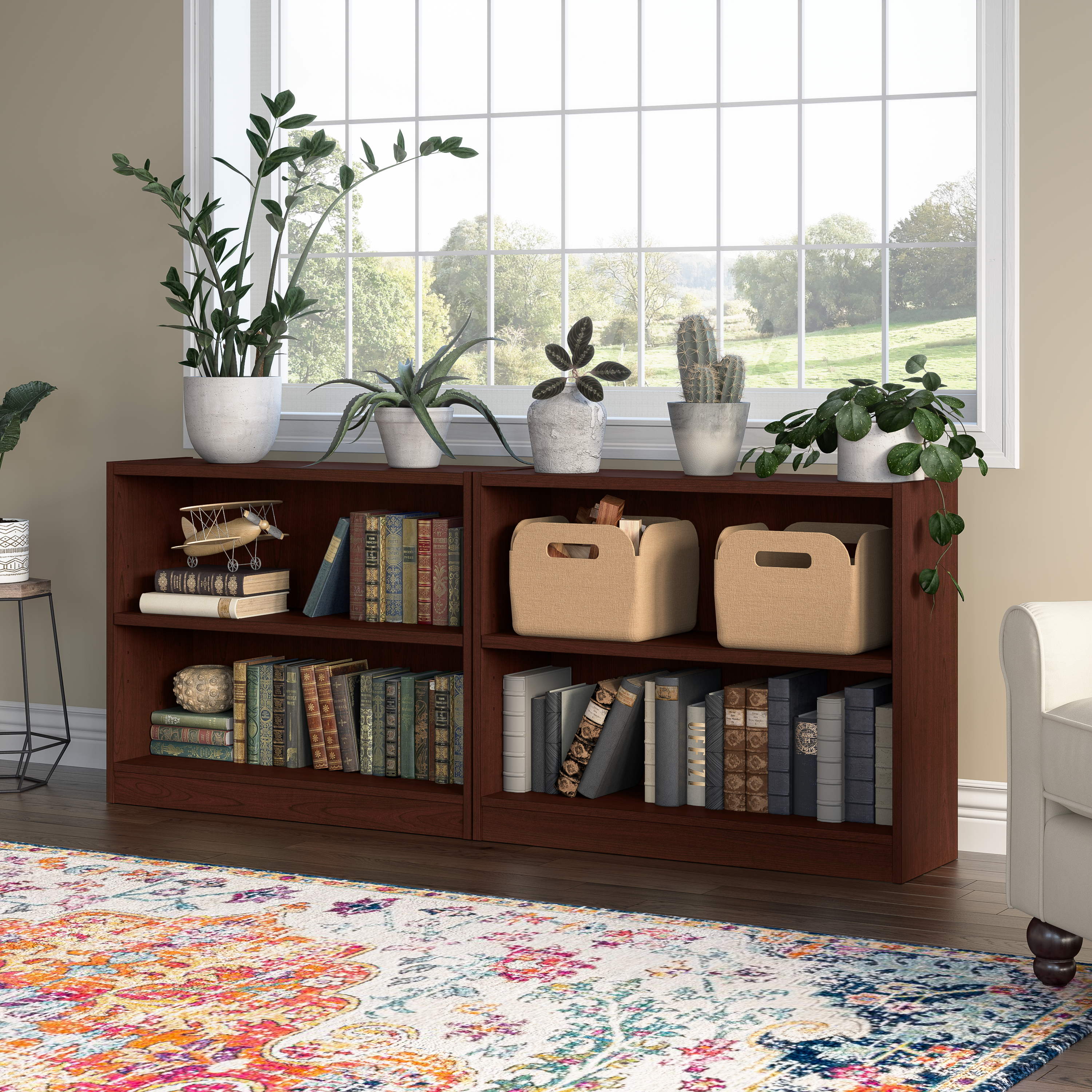 Shop Bush Furniture Universal Small 2 Shelf Bookcase 08 WL12447 #color_vogue cherry