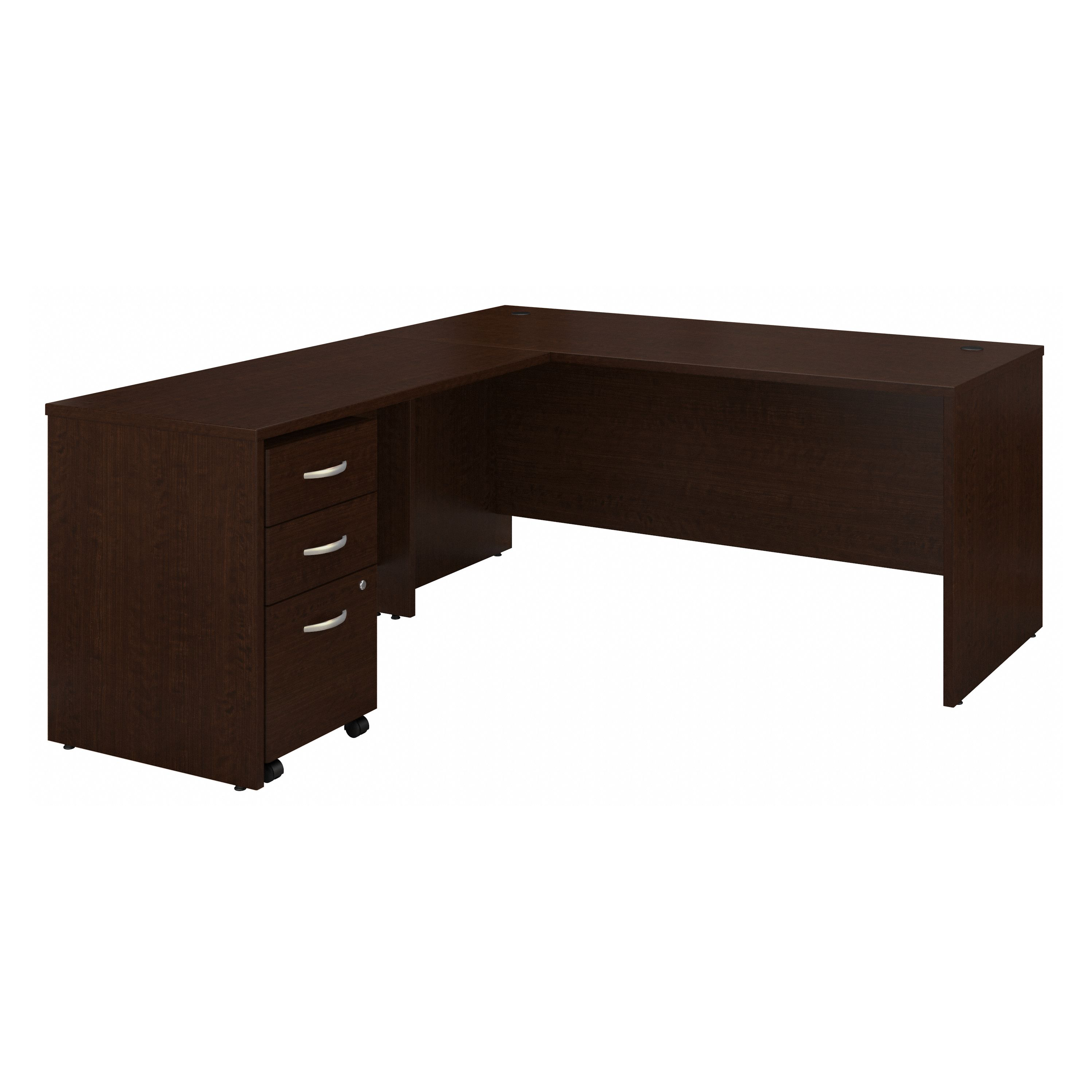 Shop Bush Business Furniture Series C 66W L Shaped Desk with 48W Return and Mobile File Cabinet 02 SRC083MRSU #color_mocha cherry