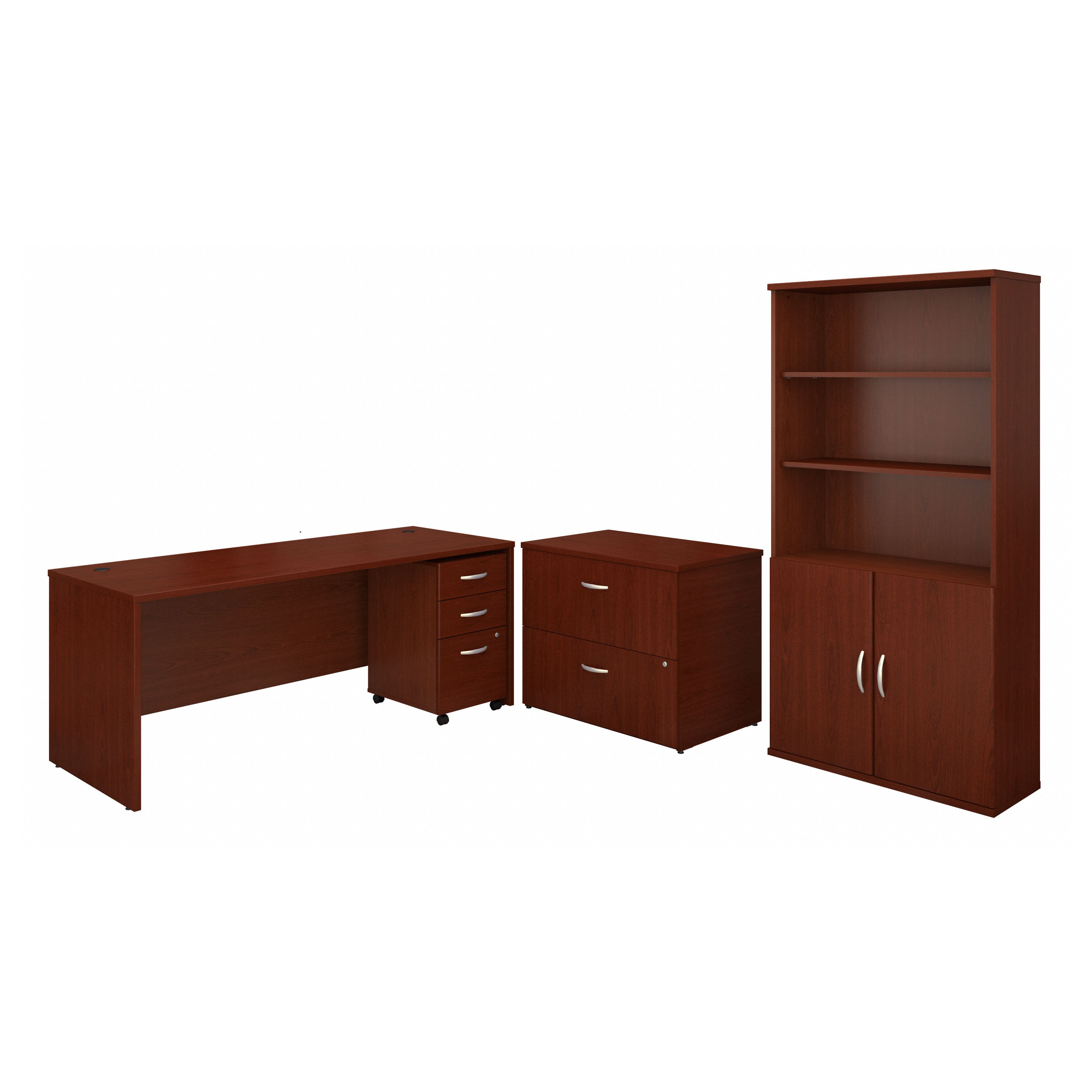 Shop Bush Business Furniture Series C 72W Office Desk with Bookcase and File Cabinets 02 SRC097MASU #color_mahogany
