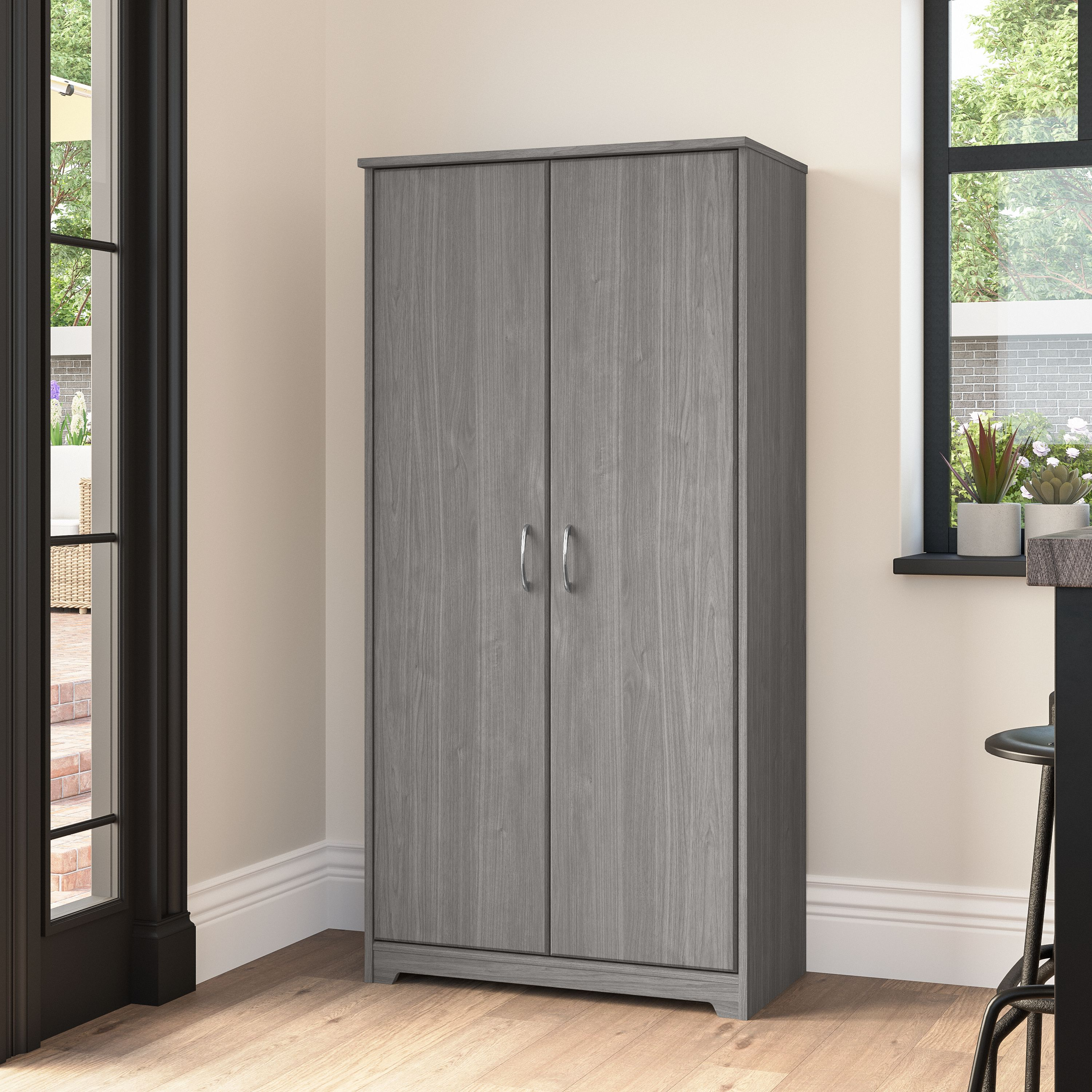 Shop Bush Furniture Cabot Tall Kitchen Pantry Cabinet with Doors 01 WC31399-Z #color_modern gray